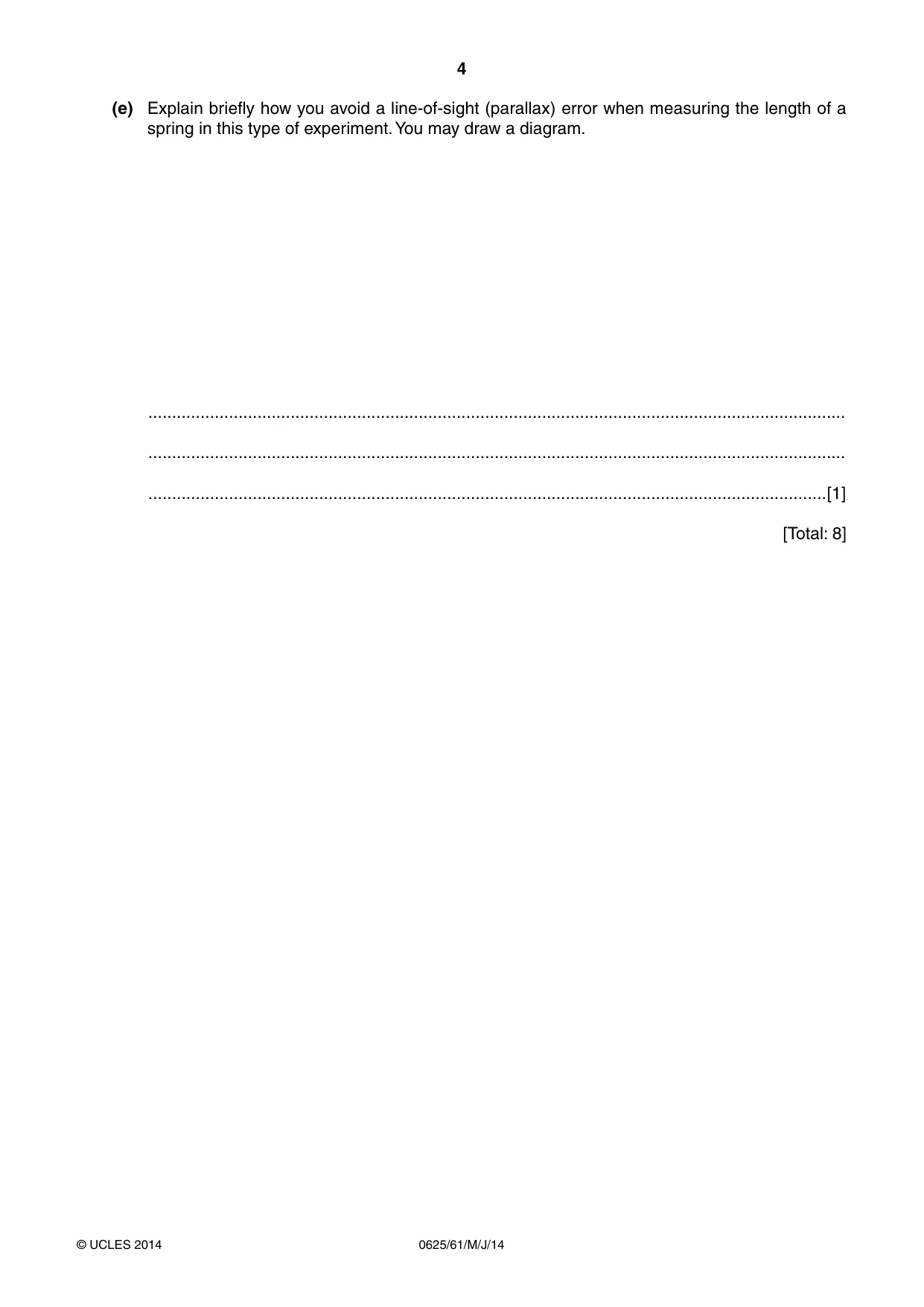 Cambridge IGCSE Physics 0625 2014 May/June Paper 6 · Variant 1 question paper, page 4 of 12