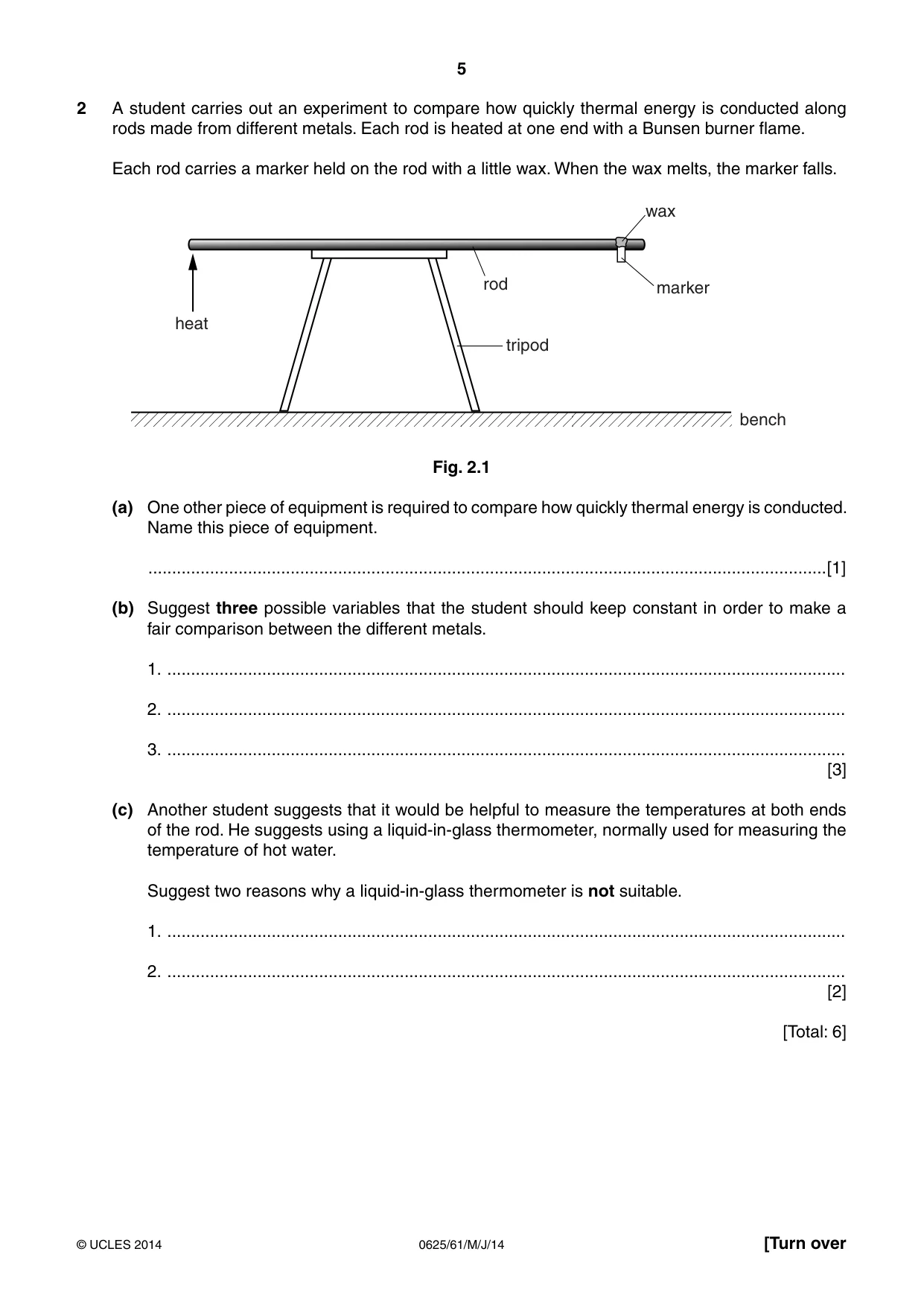 Cambridge IGCSE Physics 0625 2014 May/June Paper 6 · Variant 1 question paper, page 5 of 12
