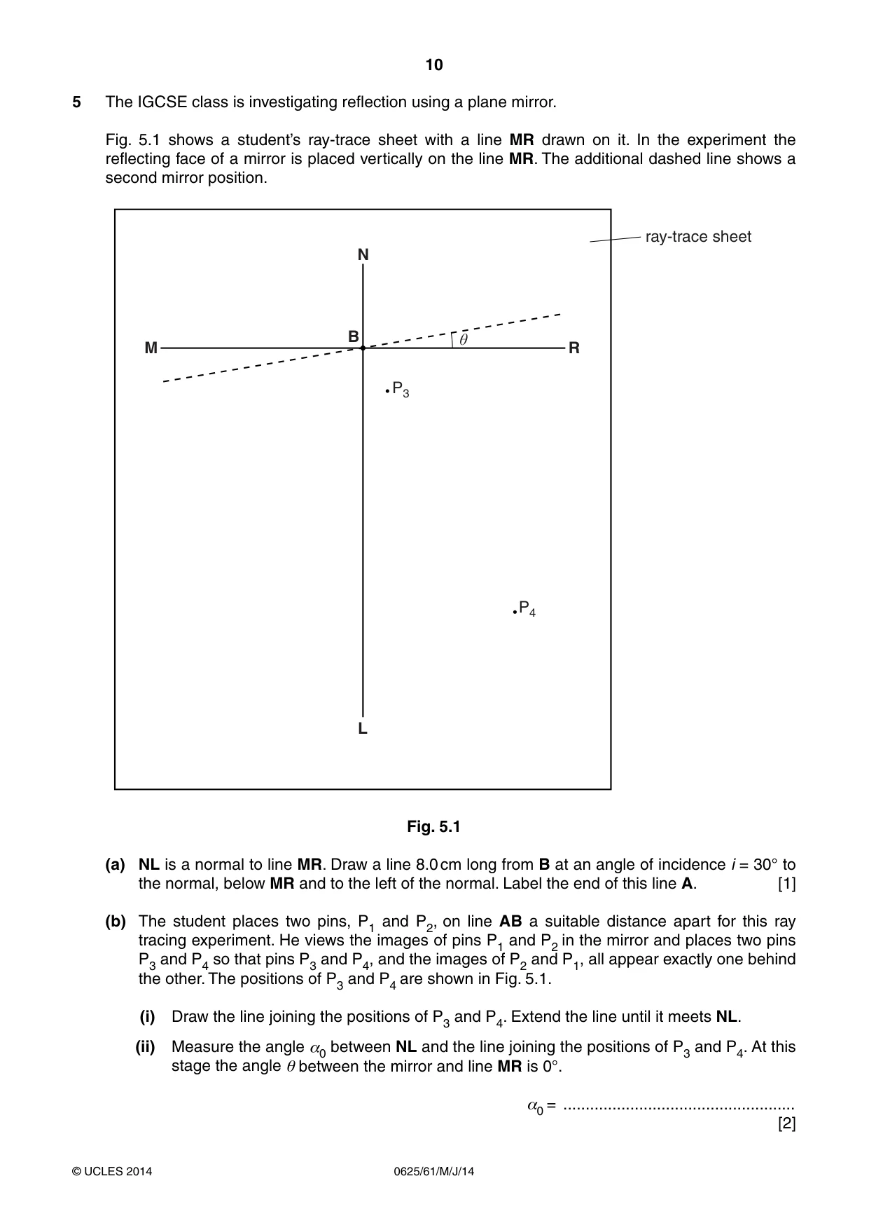 Cambridge IGCSE Physics 0625 2014 May/June Paper 6 · Variant 1 question paper, page 10 of 12