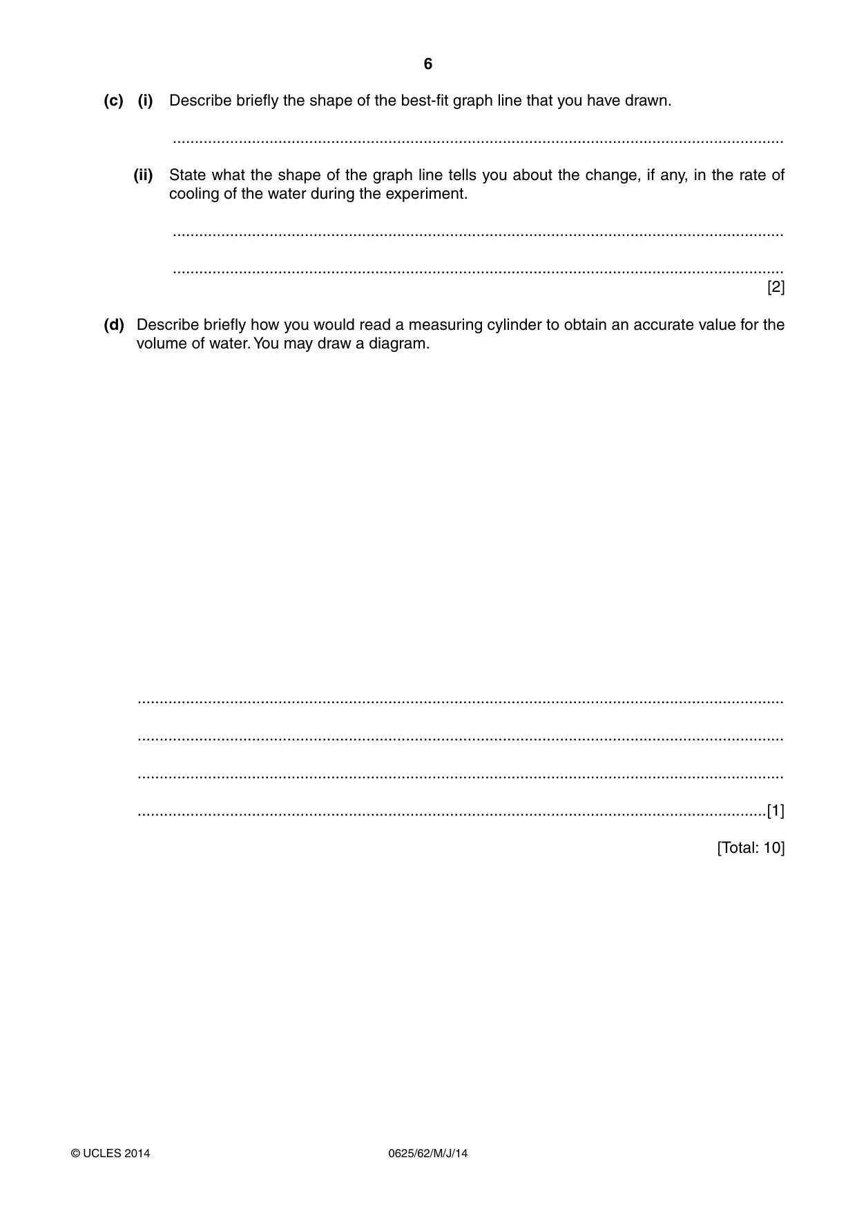 Cambridge IGCSE Physics 0625 2014 May/June Paper 6 · Variant 2 question paper, page 6 of 12