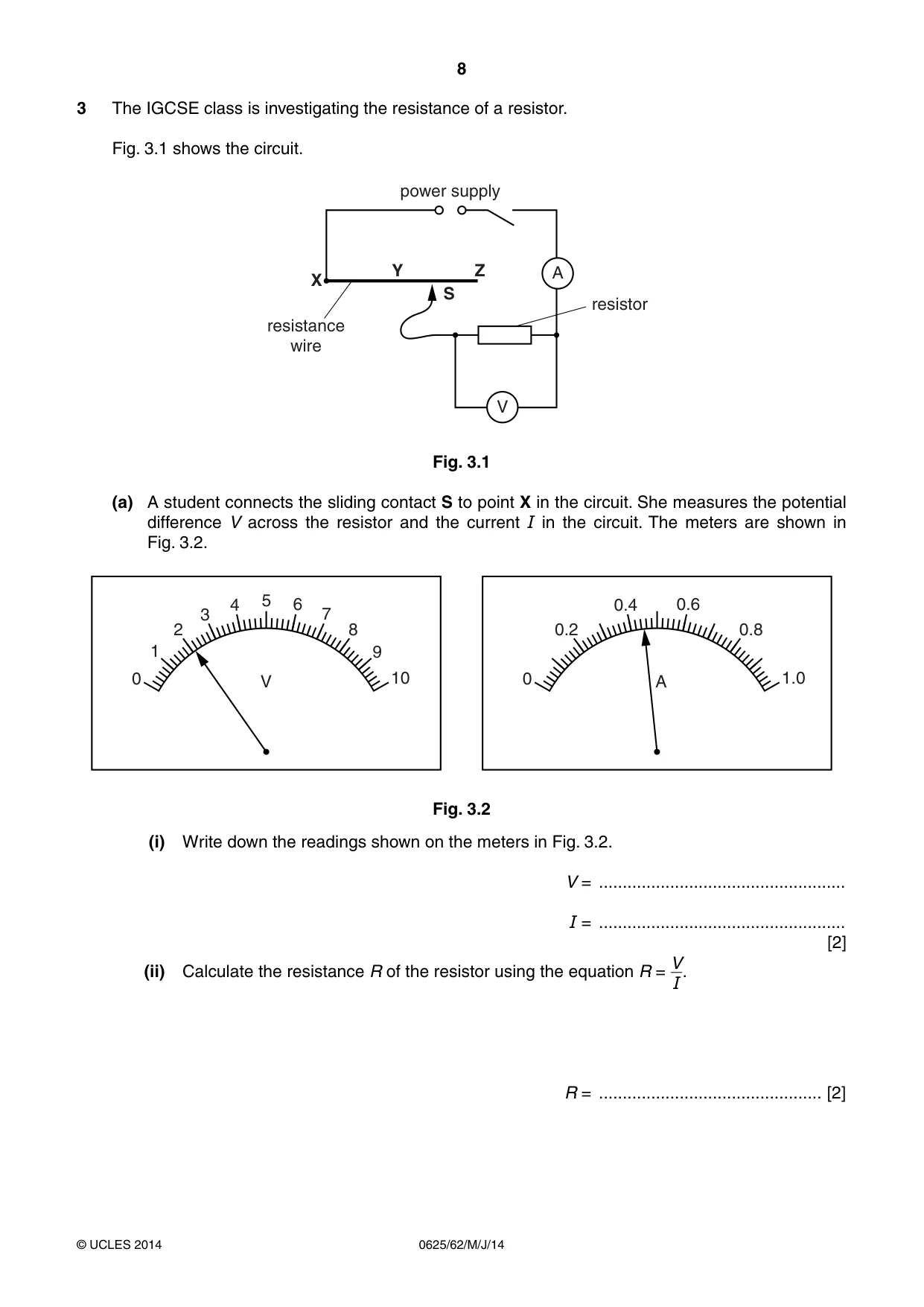 Cambridge IGCSE Physics 0625 2014 May/June Paper 6 · Variant 2 question paper, page 8 of 12
