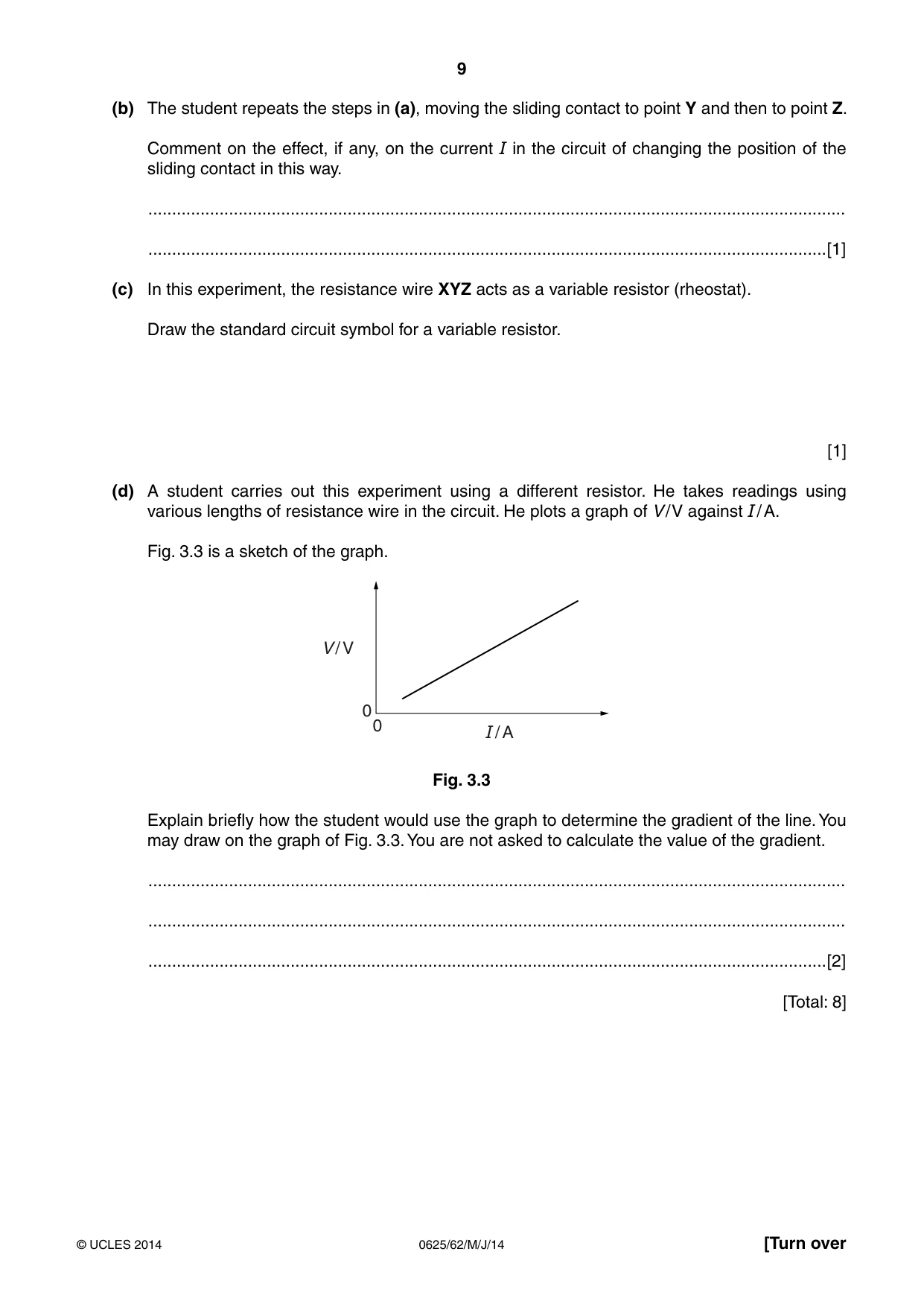 Cambridge IGCSE Physics 0625 2014 May/June Paper 6 · Variant 2 question paper, page 9 of 12