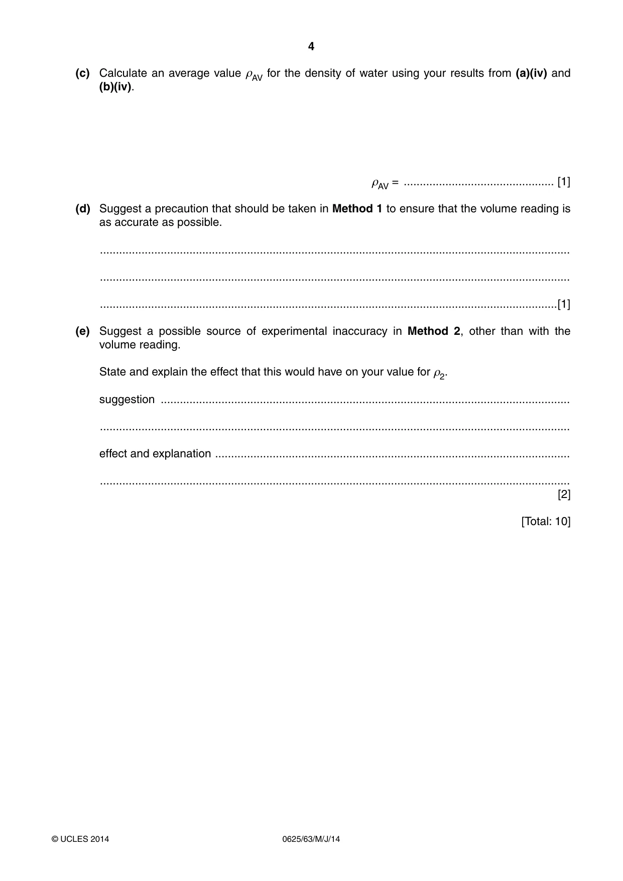Cambridge IGCSE Physics 0625 2014 May/June Paper 6 · Variant 3 question paper, page 4 of 16