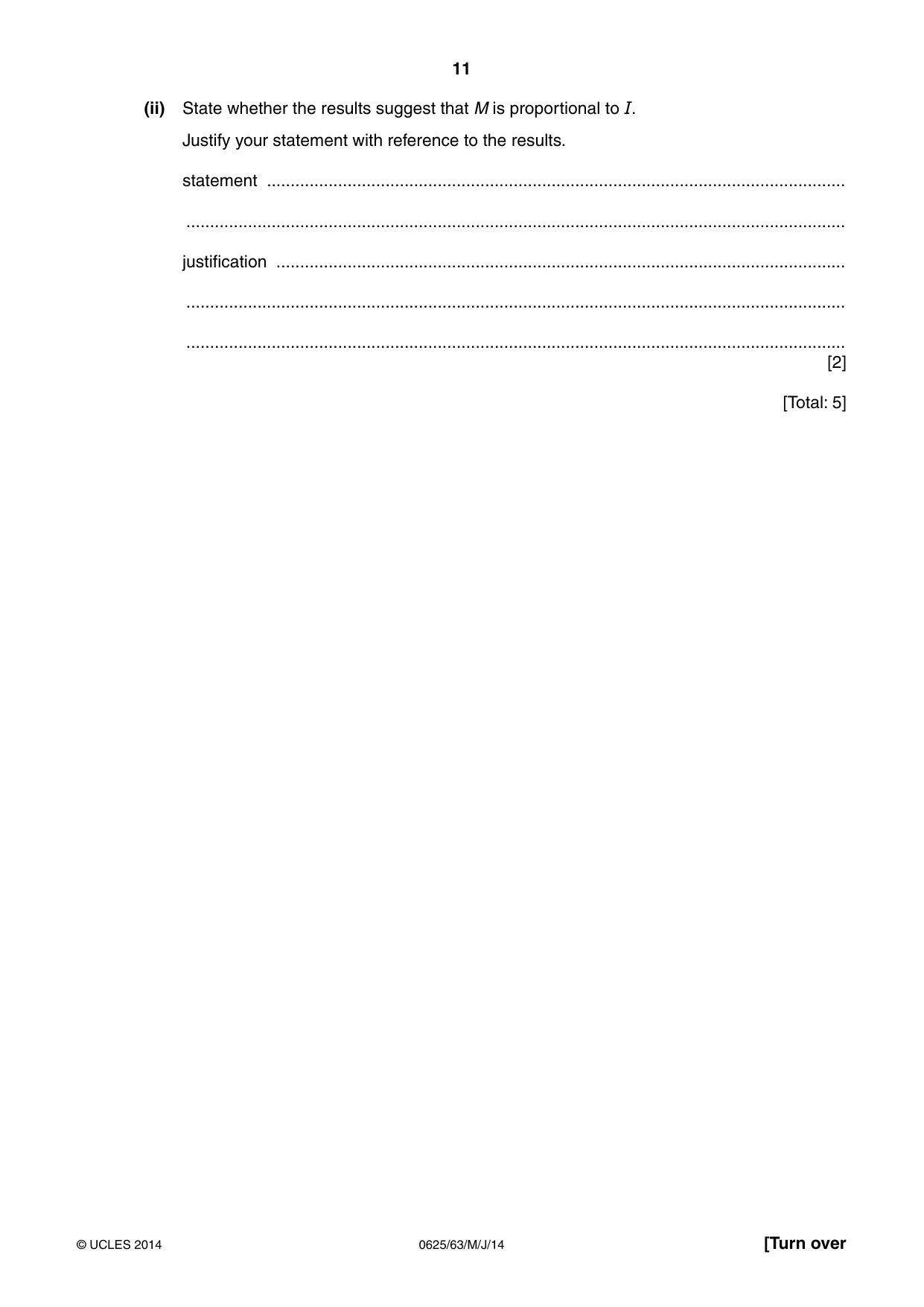 Cambridge IGCSE Physics 0625 2014 May/June Paper 6 · Variant 3 question paper, page 11 of 16