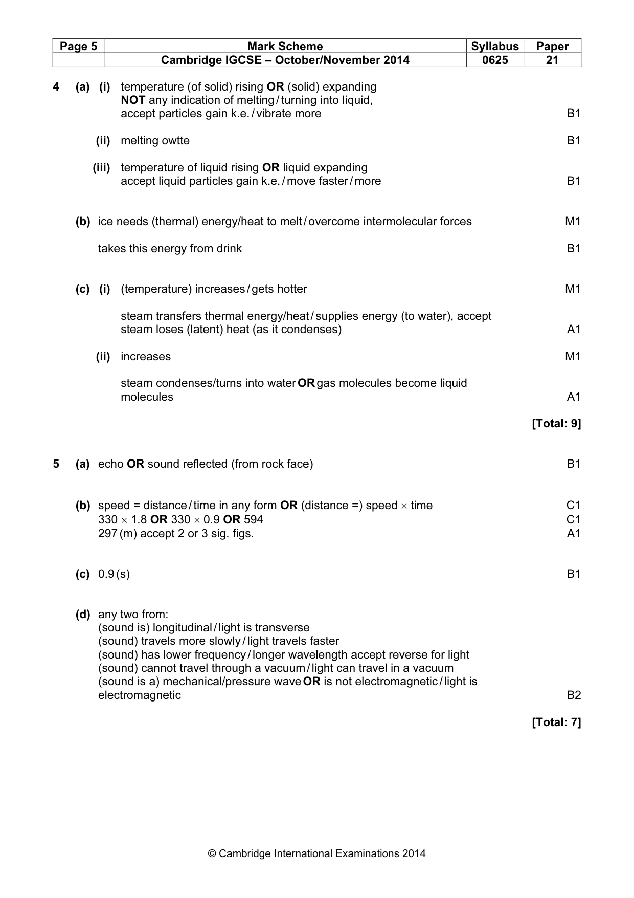 Mark scheme, page 5 of 8