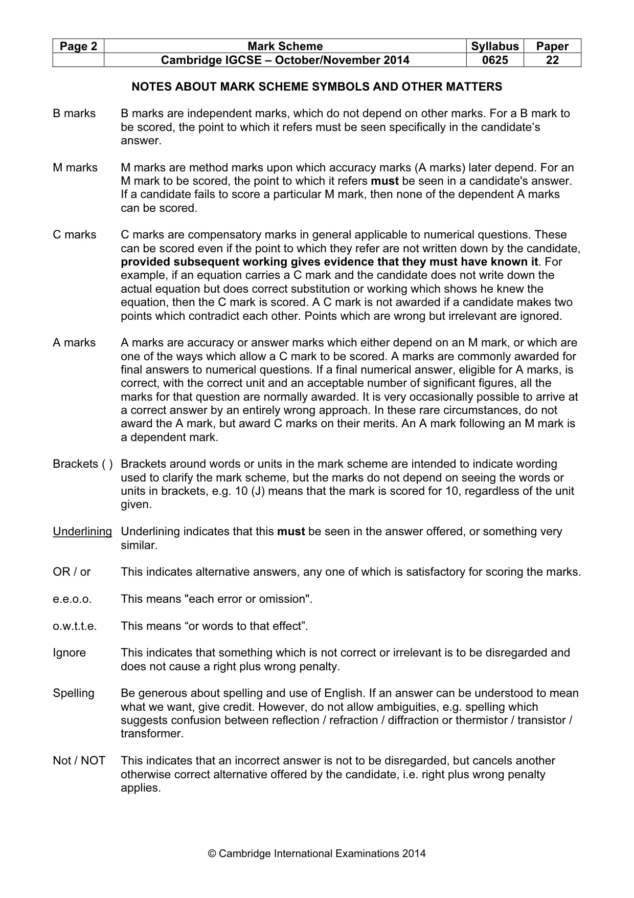Mark scheme, page 2 of 7