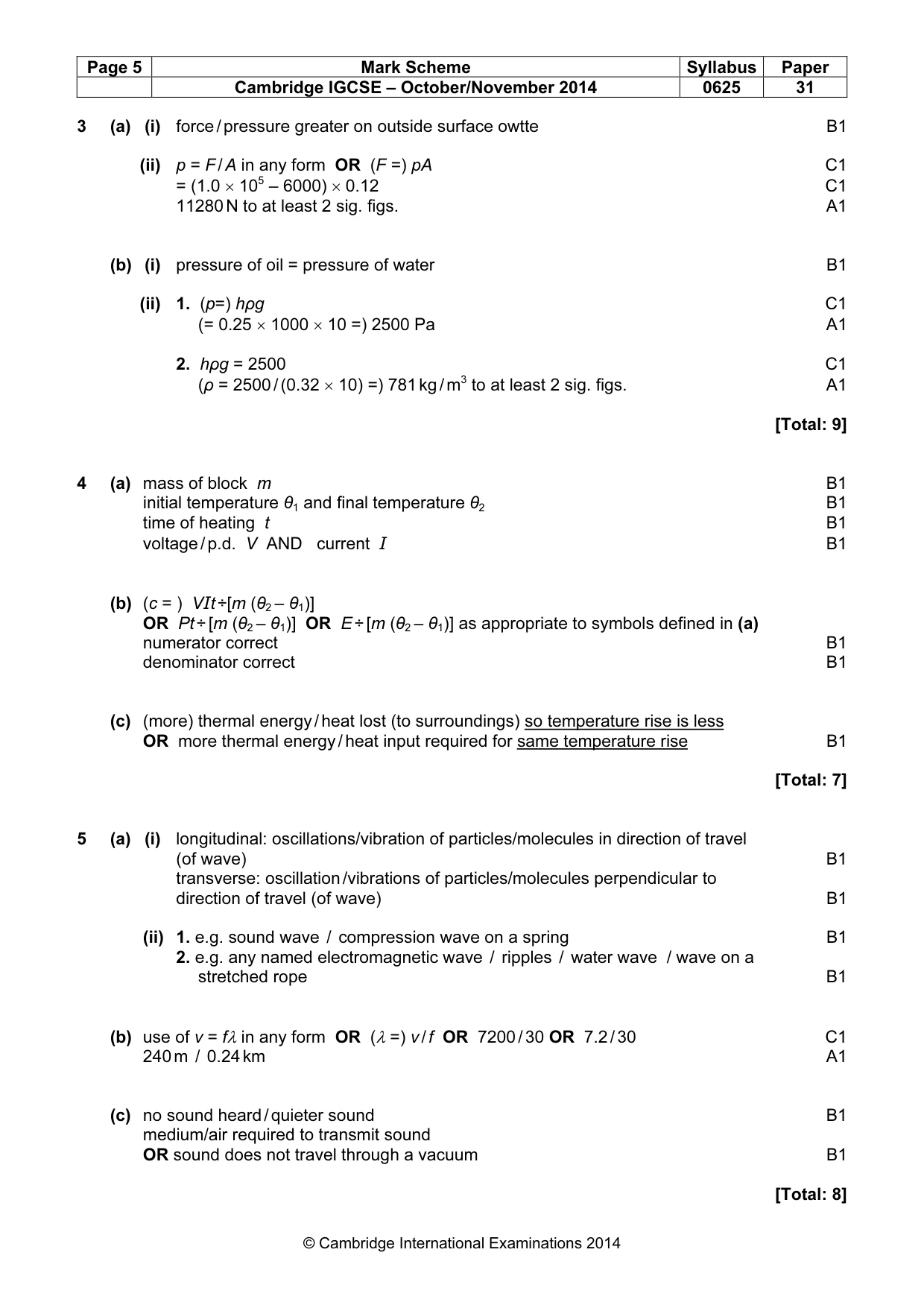 Mark scheme, page 5 of 7