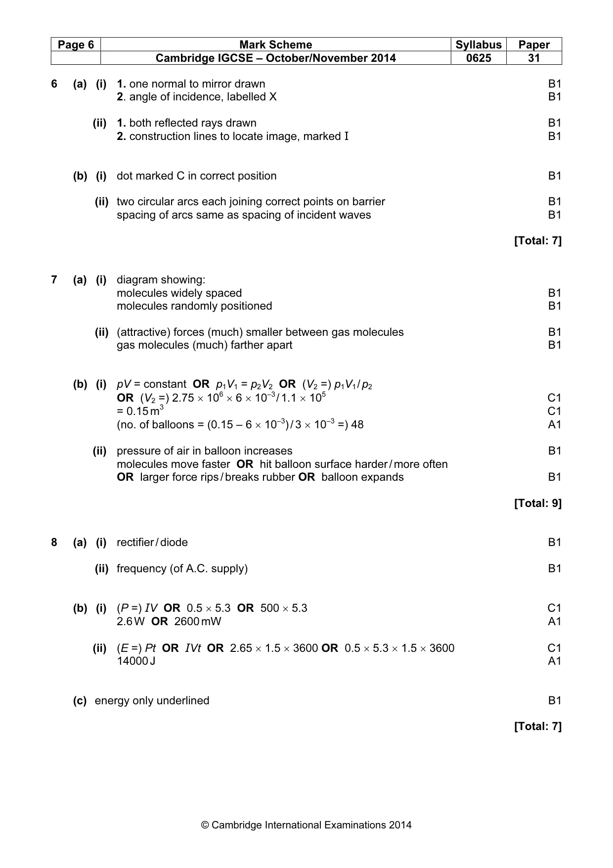 Mark scheme, page 6 of 7
