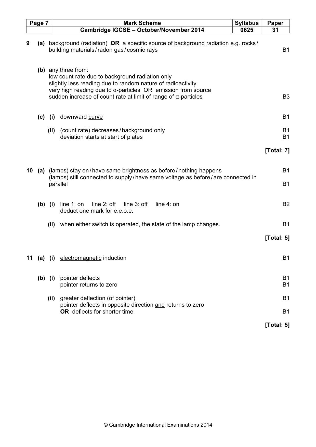 Mark scheme, page 7 of 7