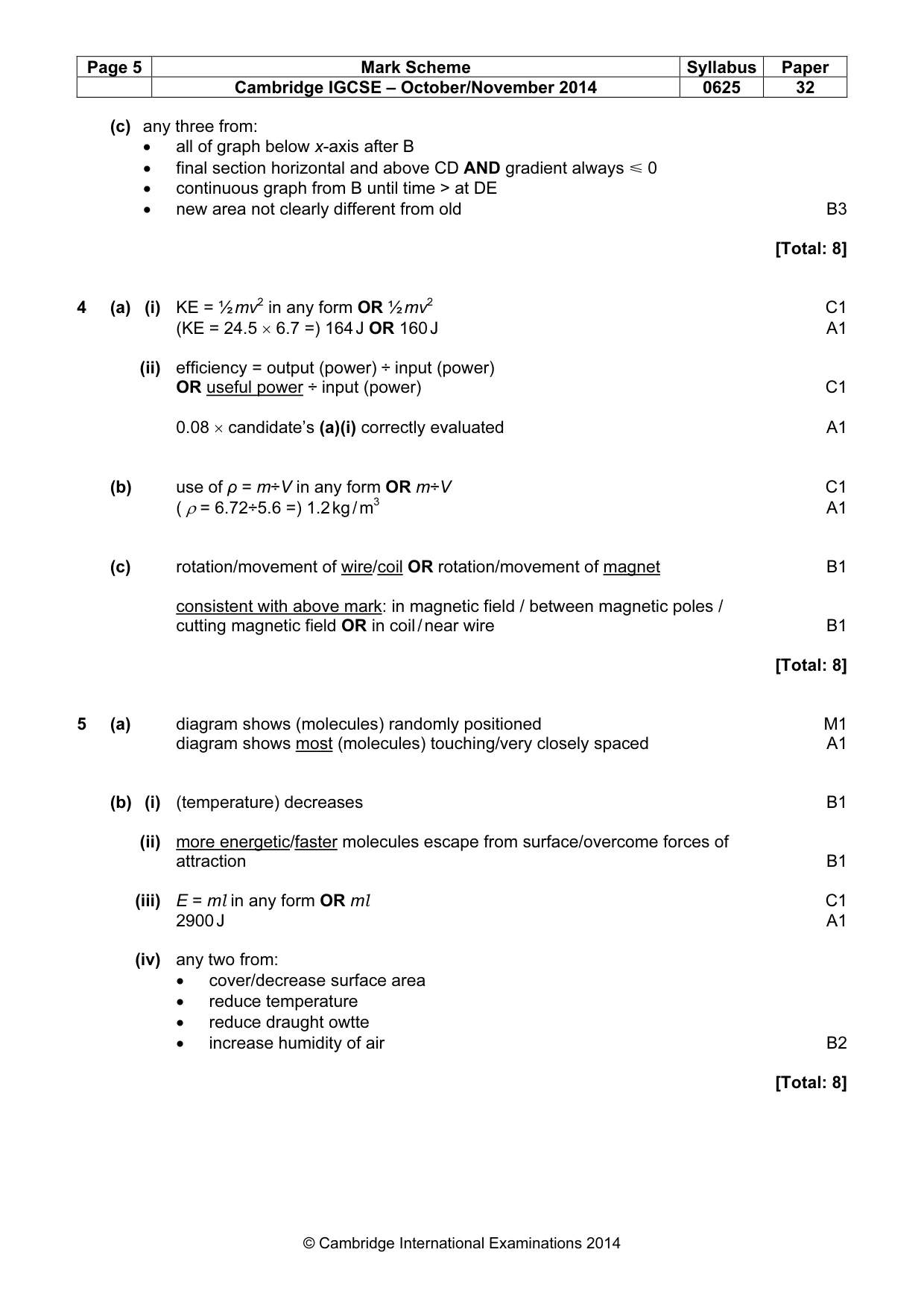 Mark scheme, page 5 of 8