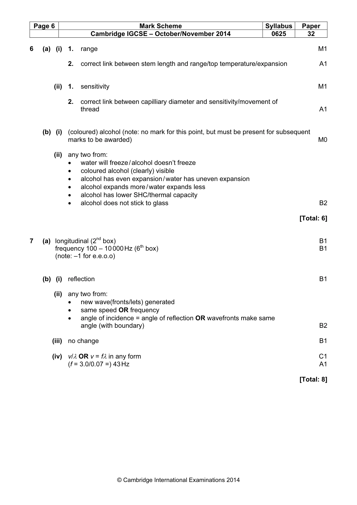 Mark scheme, page 6 of 8