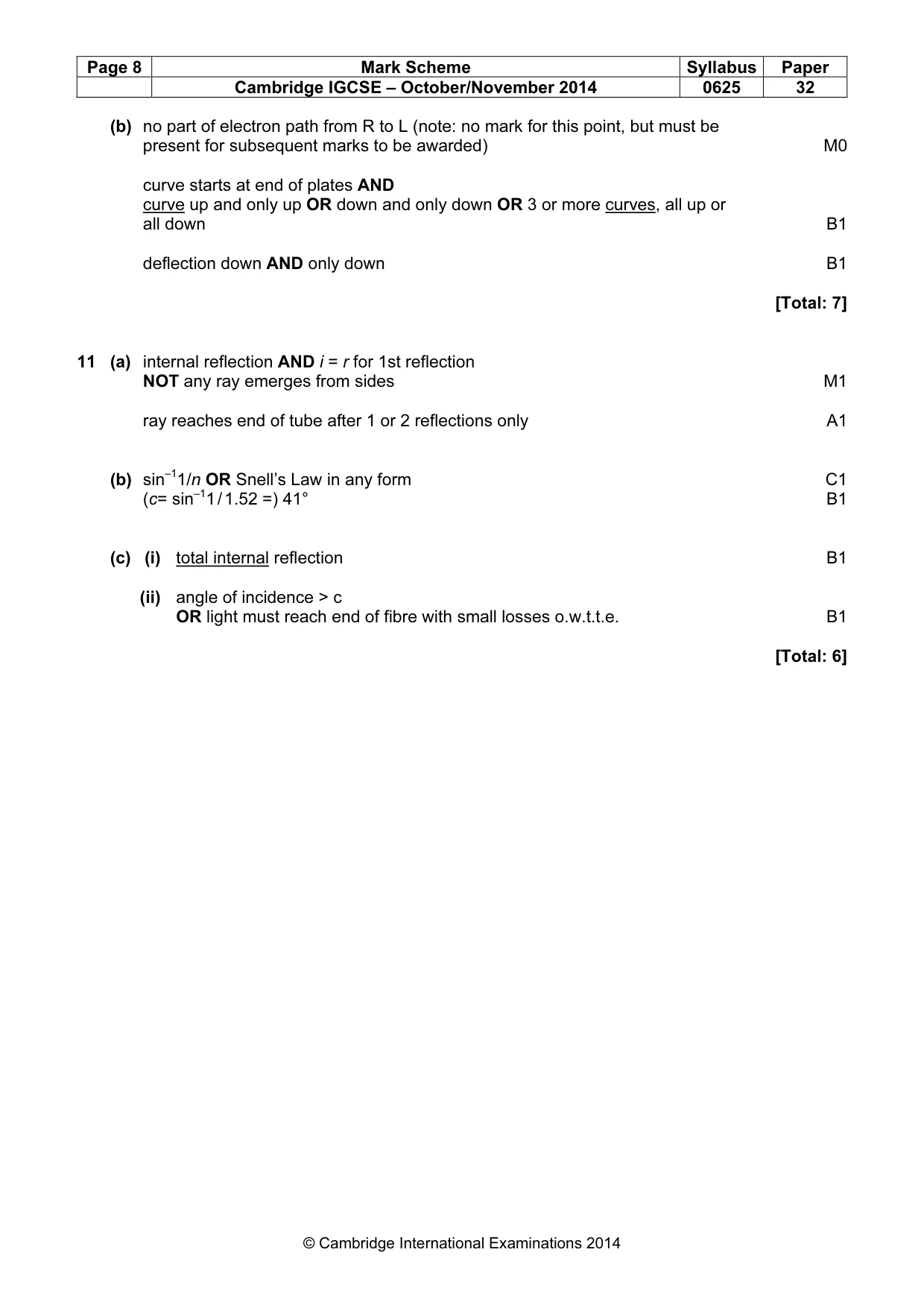 Mark scheme, page 8 of 8