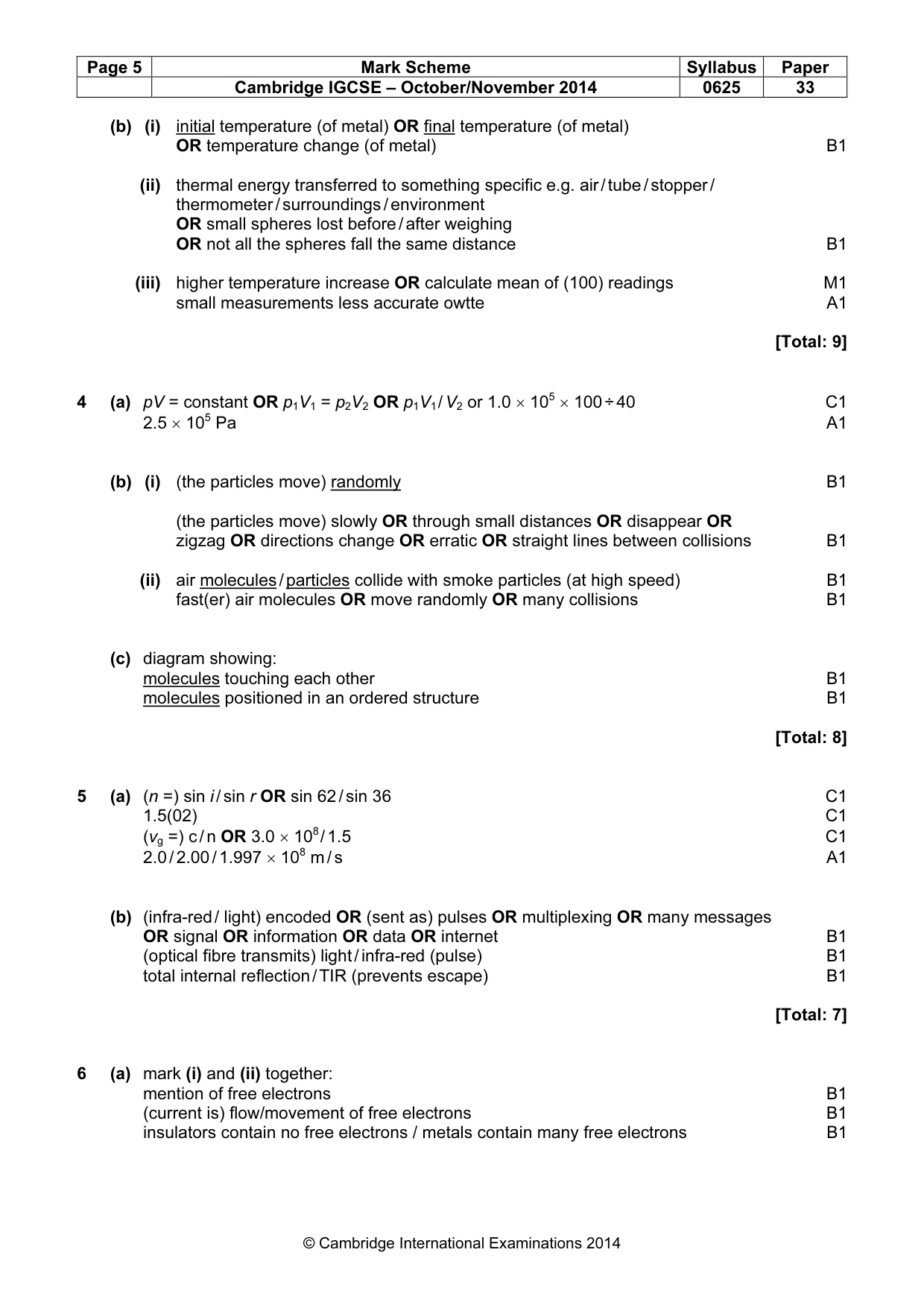 Mark scheme, page 5 of 7