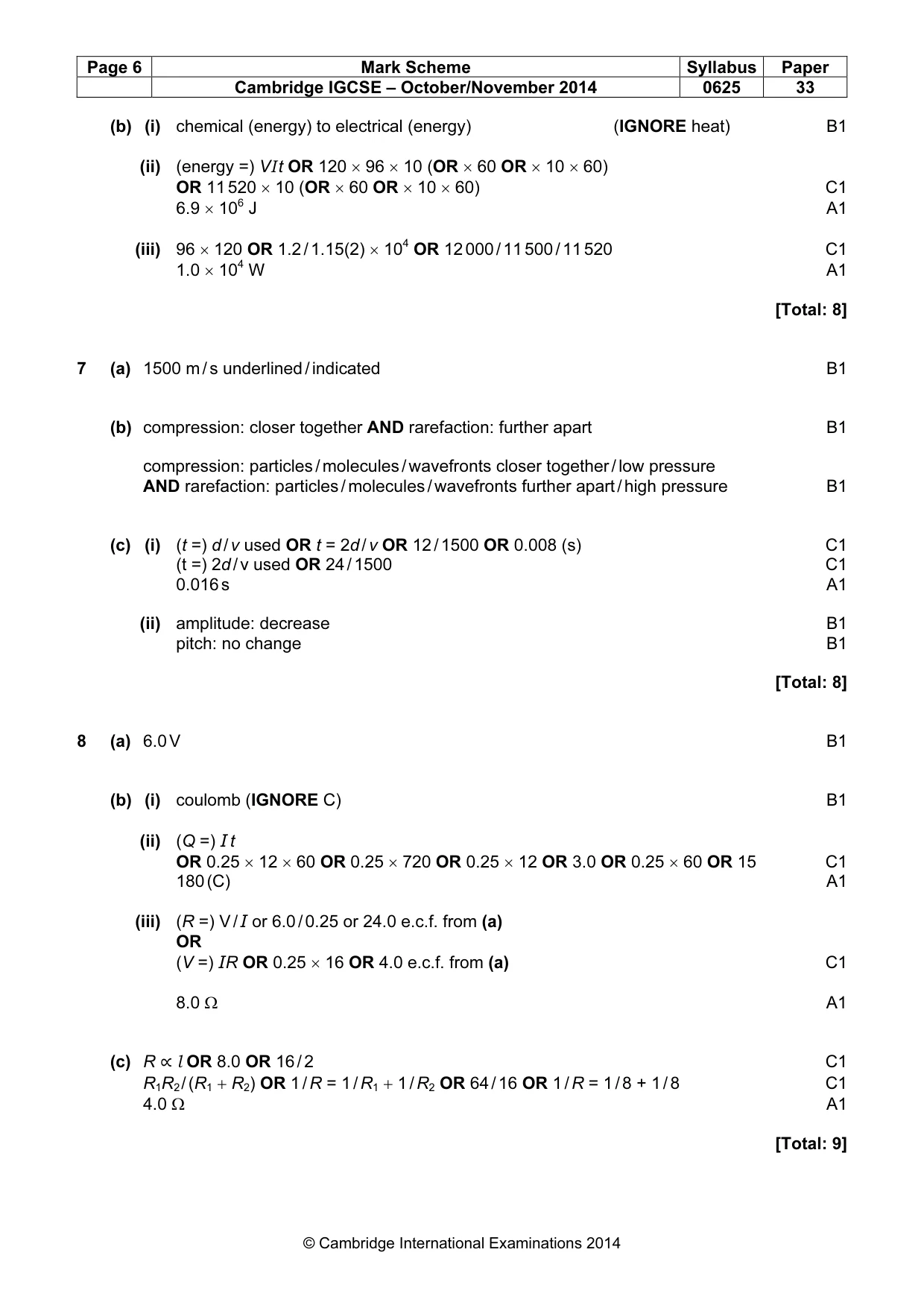 Mark scheme, page 6 of 7