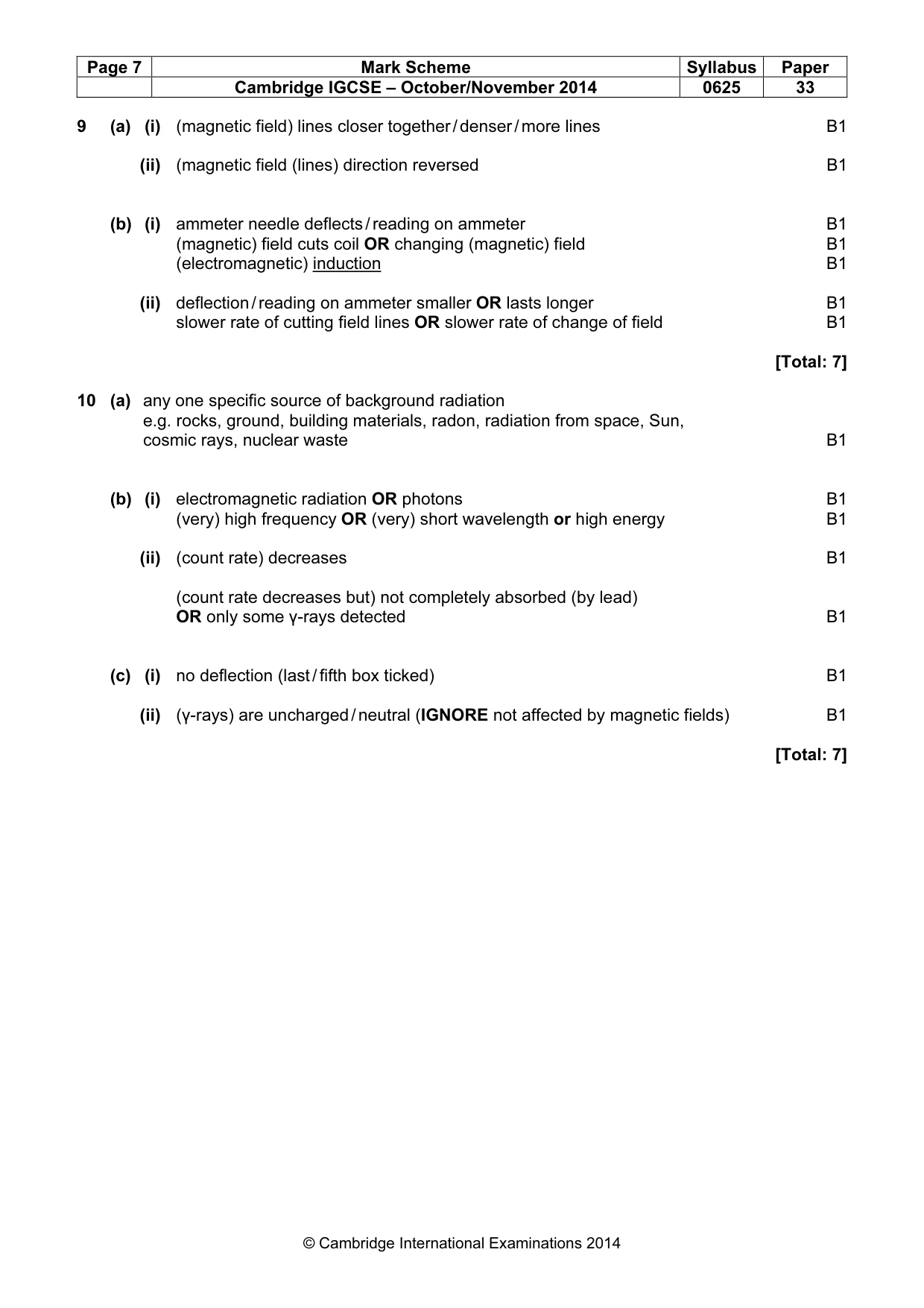 Mark scheme, page 7 of 7