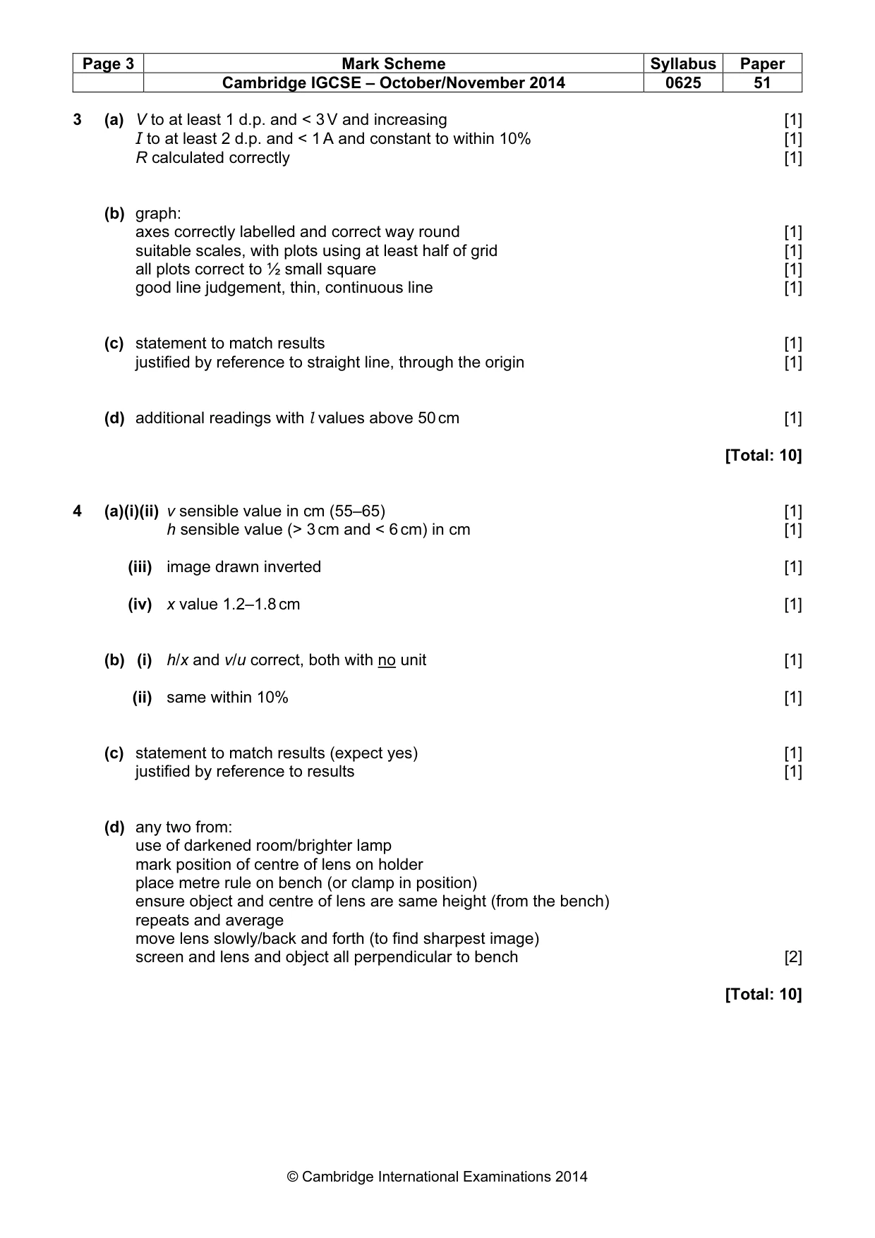 Mark scheme, page 3 of 3