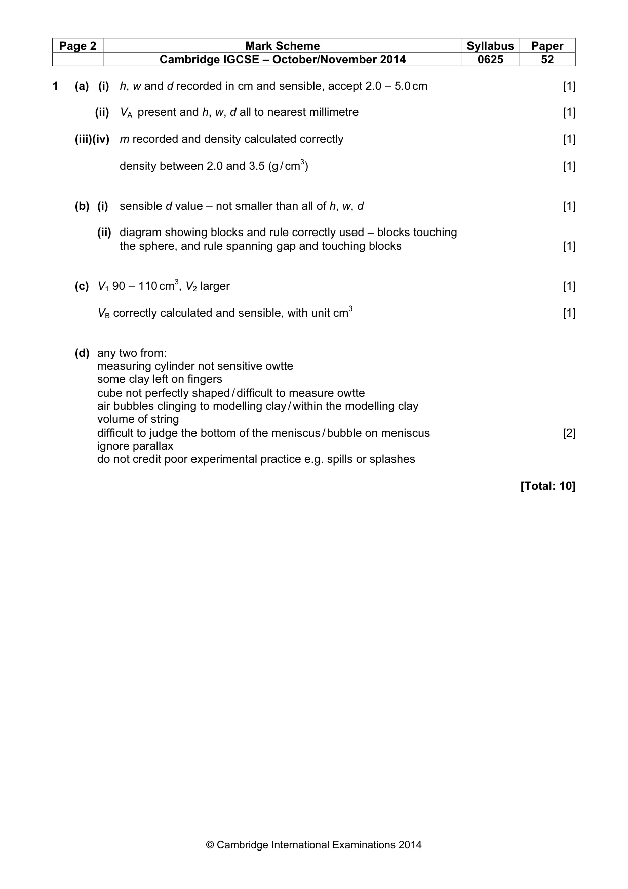 Mark scheme, page 2 of 4