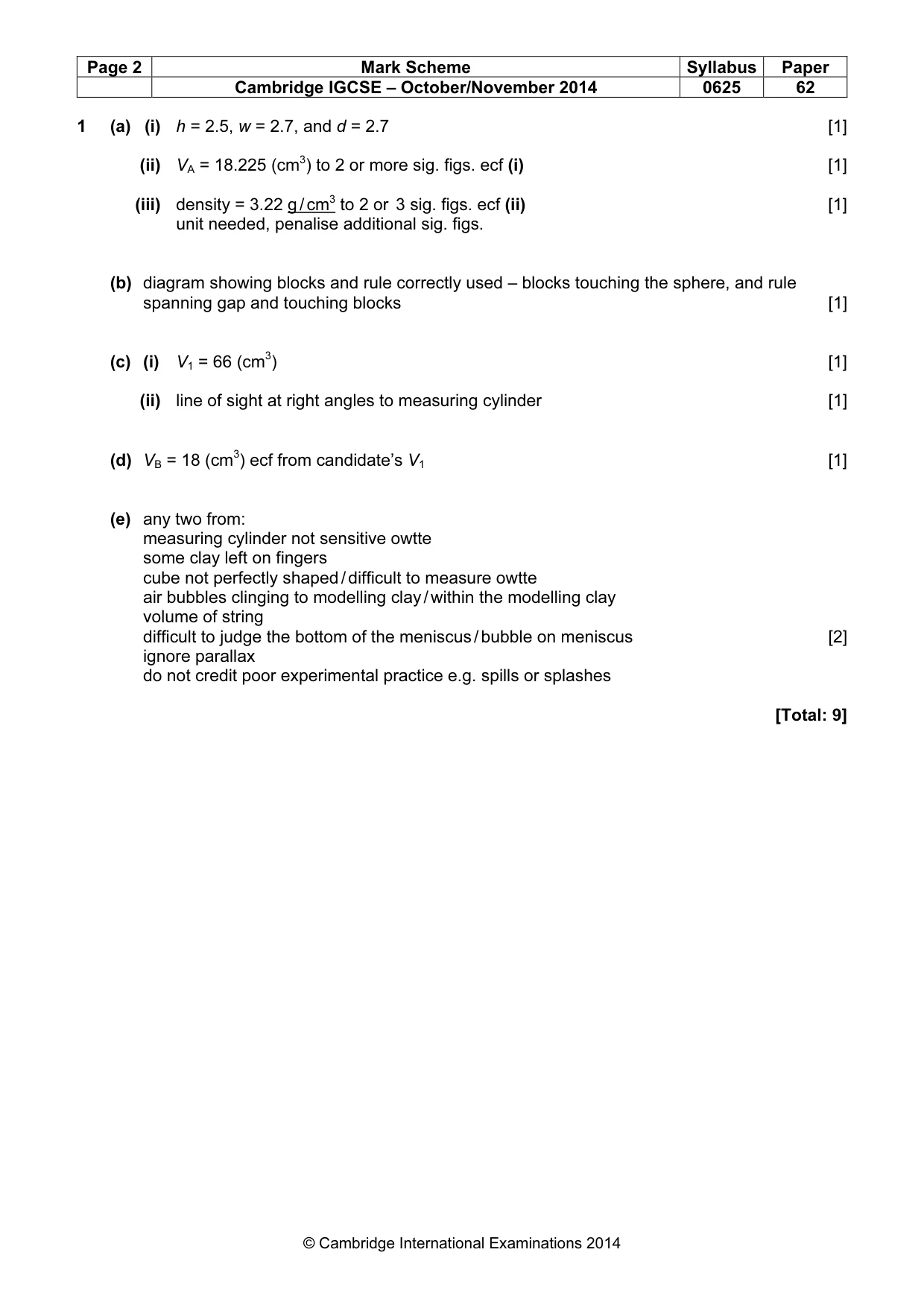 Mark scheme, page 2 of 5