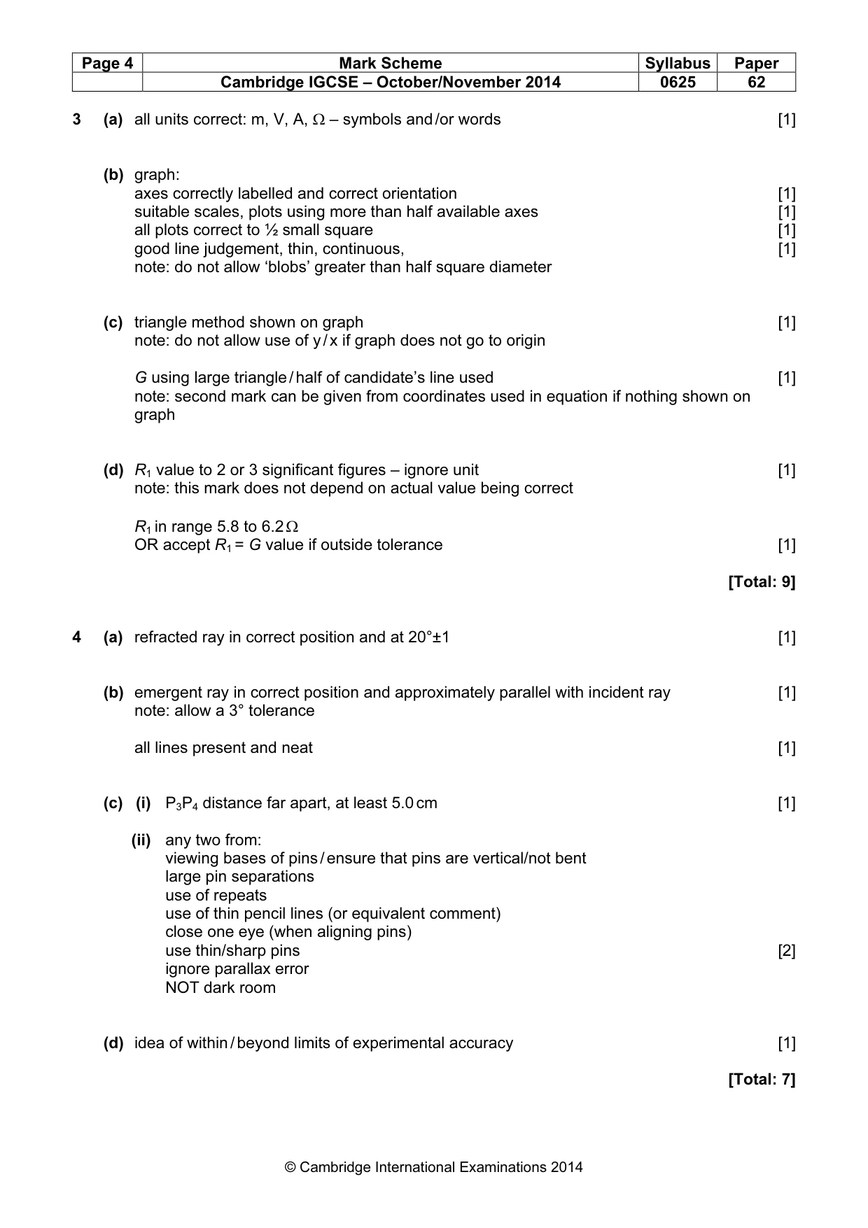 Mark scheme, page 4 of 5