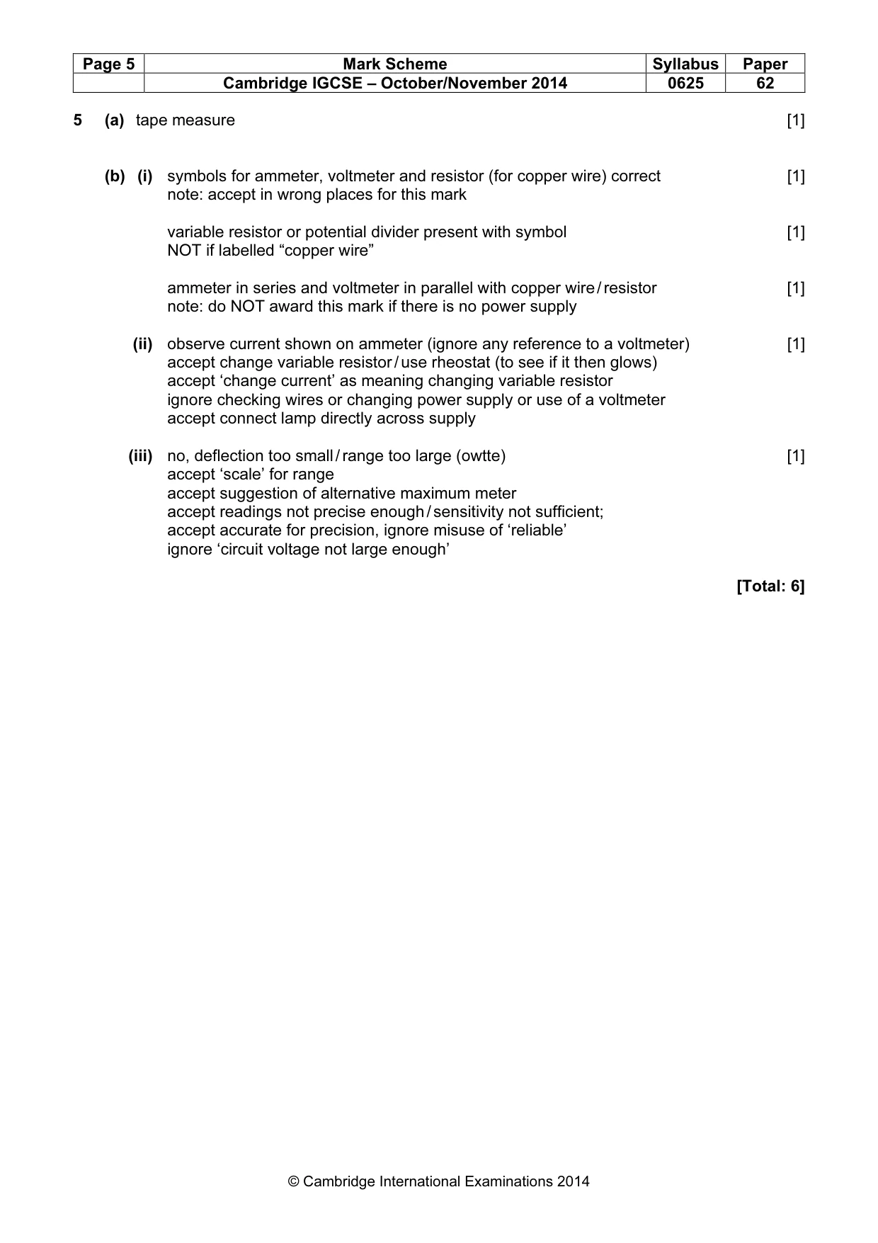 Mark scheme, page 5 of 5