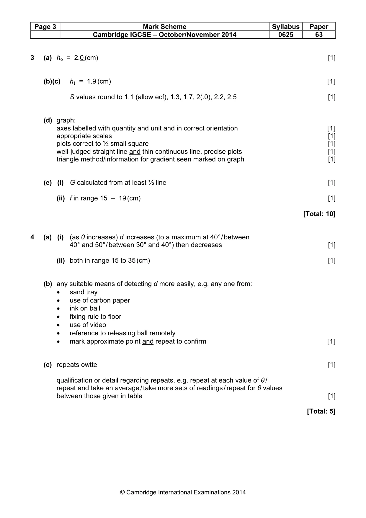 Mark scheme, page 3 of 4