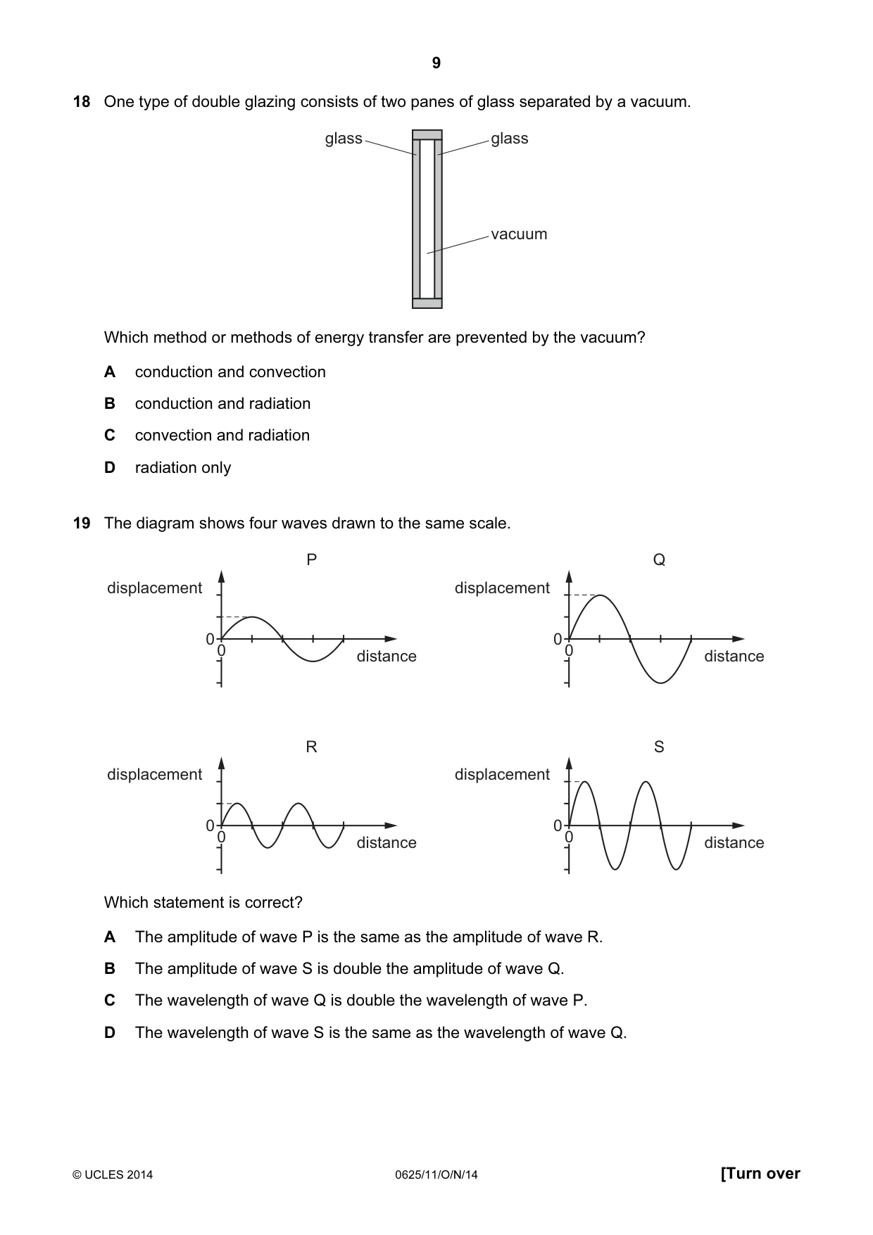Cambridge IGCSE Physics 0625 2014 Oct/Nov Paper 1 · Variant 1 question paper, page 9 of 20