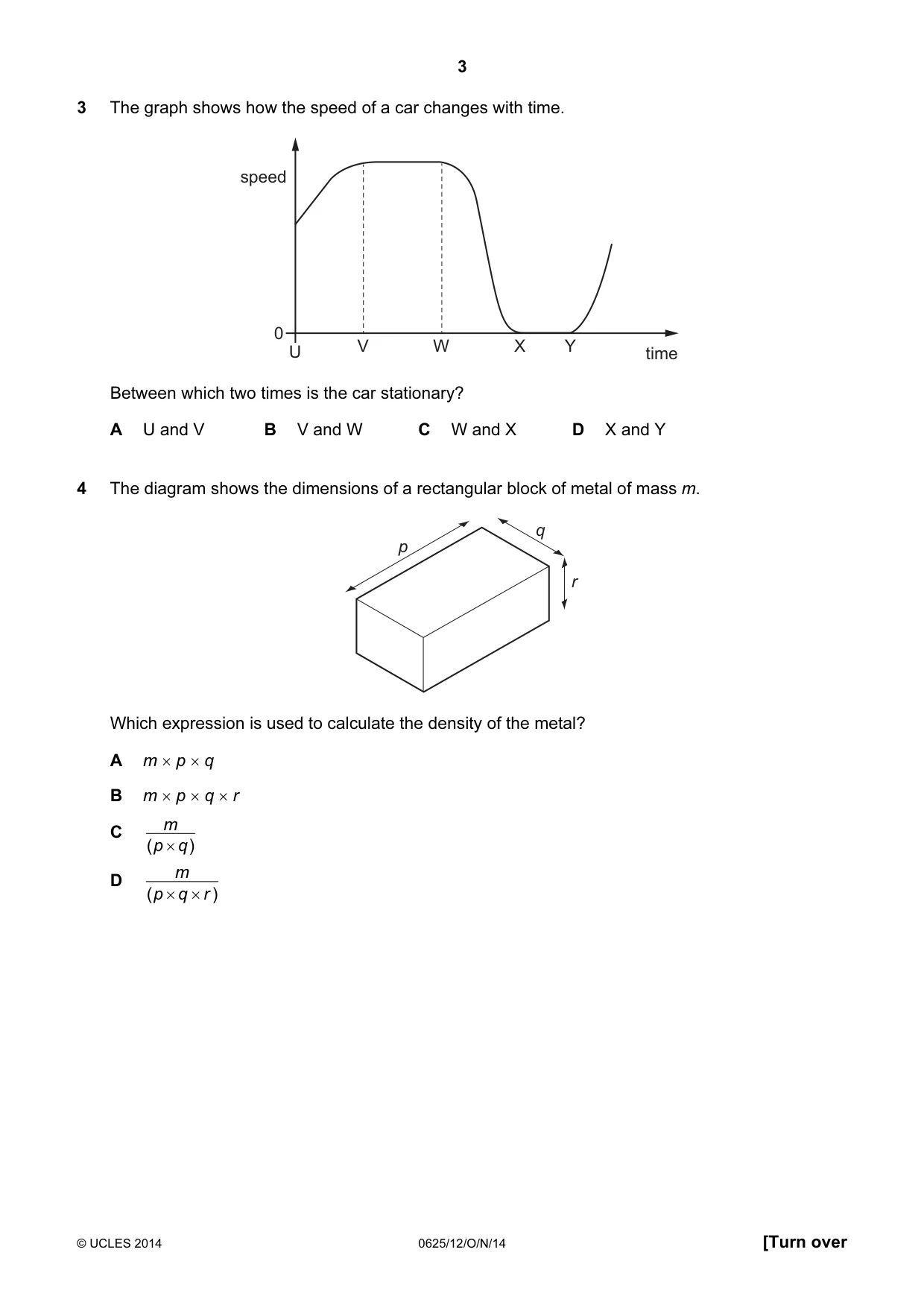 Cambridge IGCSE Physics 0625 2014 Oct/Nov Paper 1 · Variant 2 question paper, page 3 of 20
