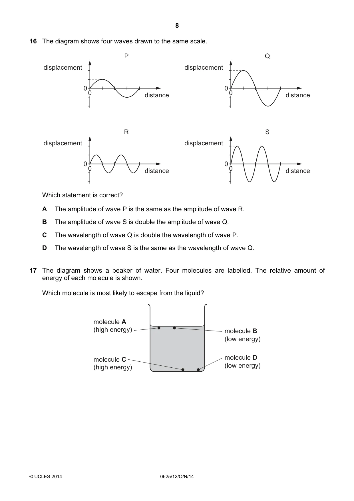 Cambridge IGCSE Physics 0625 2014 Oct/Nov Paper 1 · Variant 2 question paper, page 8 of 20