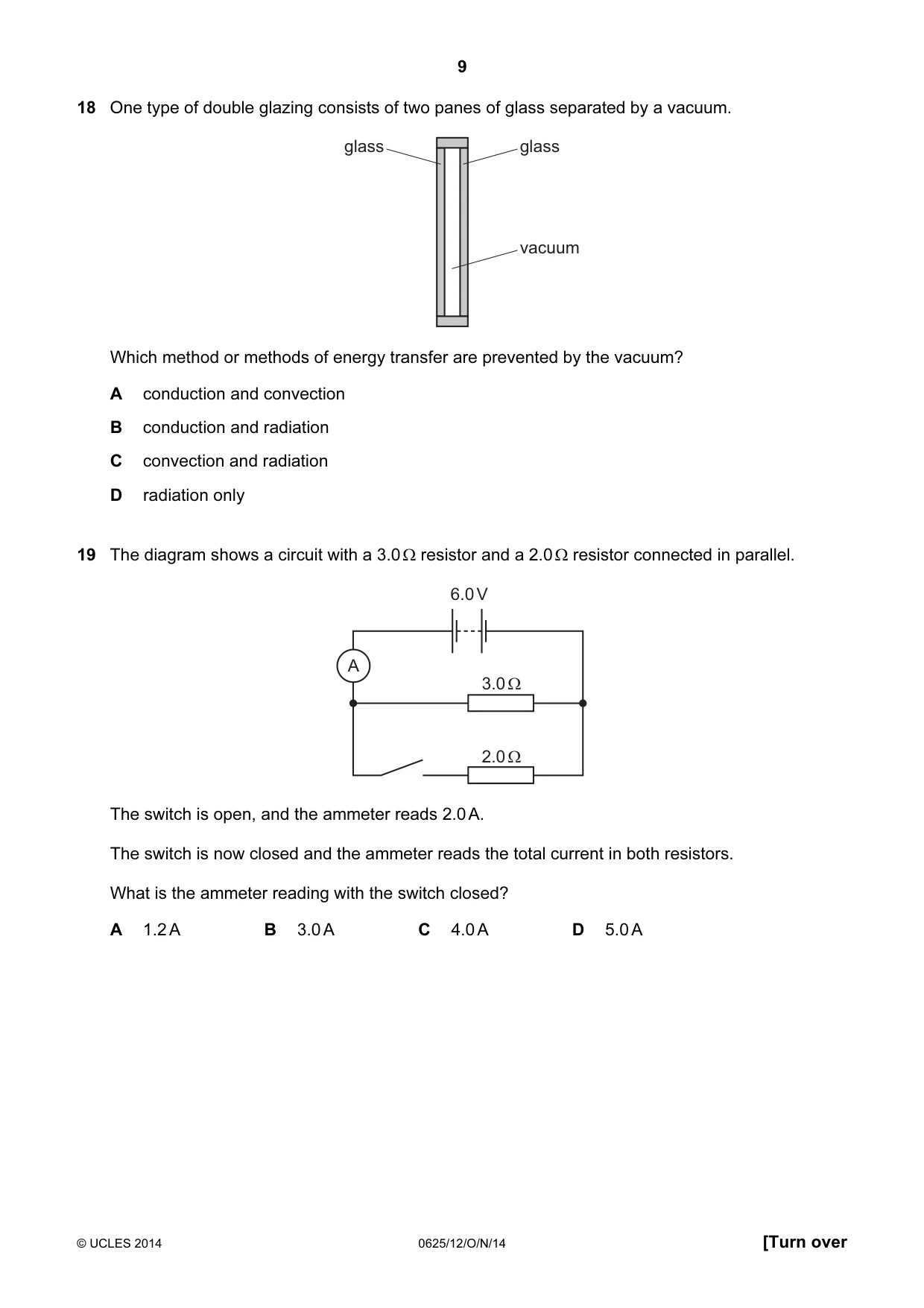 Cambridge IGCSE Physics 0625 2014 Oct/Nov Paper 1 · Variant 2 question paper, page 9 of 20