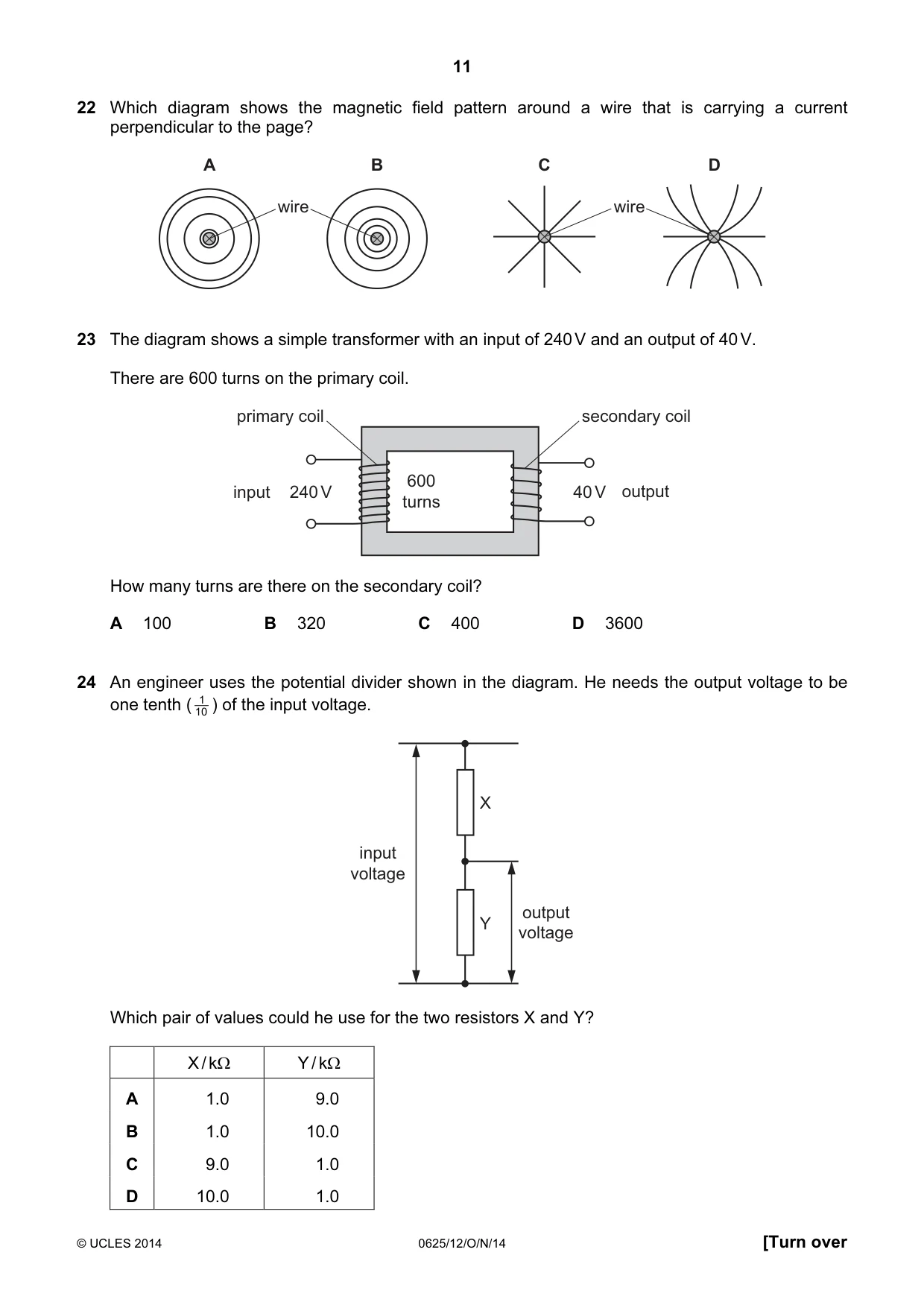 Cambridge IGCSE Physics 0625 2014 Oct/Nov Paper 1 · Variant 2 question paper, page 11 of 20
