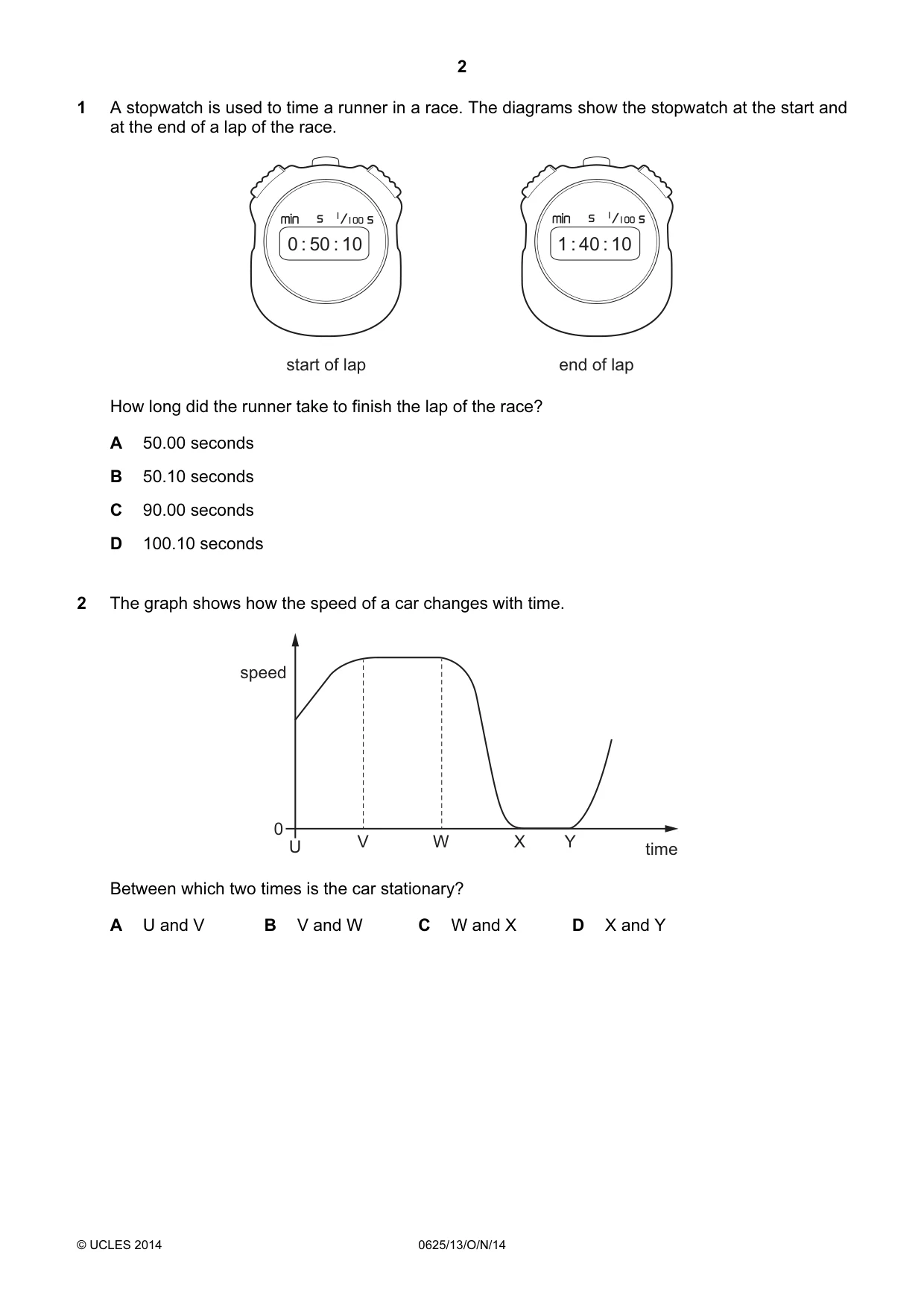 Cambridge IGCSE Physics 0625 2014 Oct/Nov Paper 1 · Variant 3 question paper, page 2 of 20