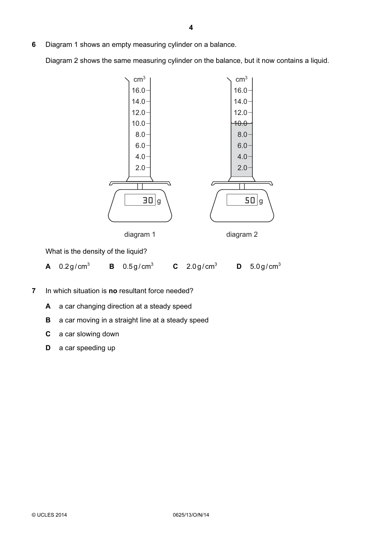 Cambridge IGCSE Physics 0625 2014 Oct/Nov Paper 1 · Variant 3 question paper, page 4 of 20