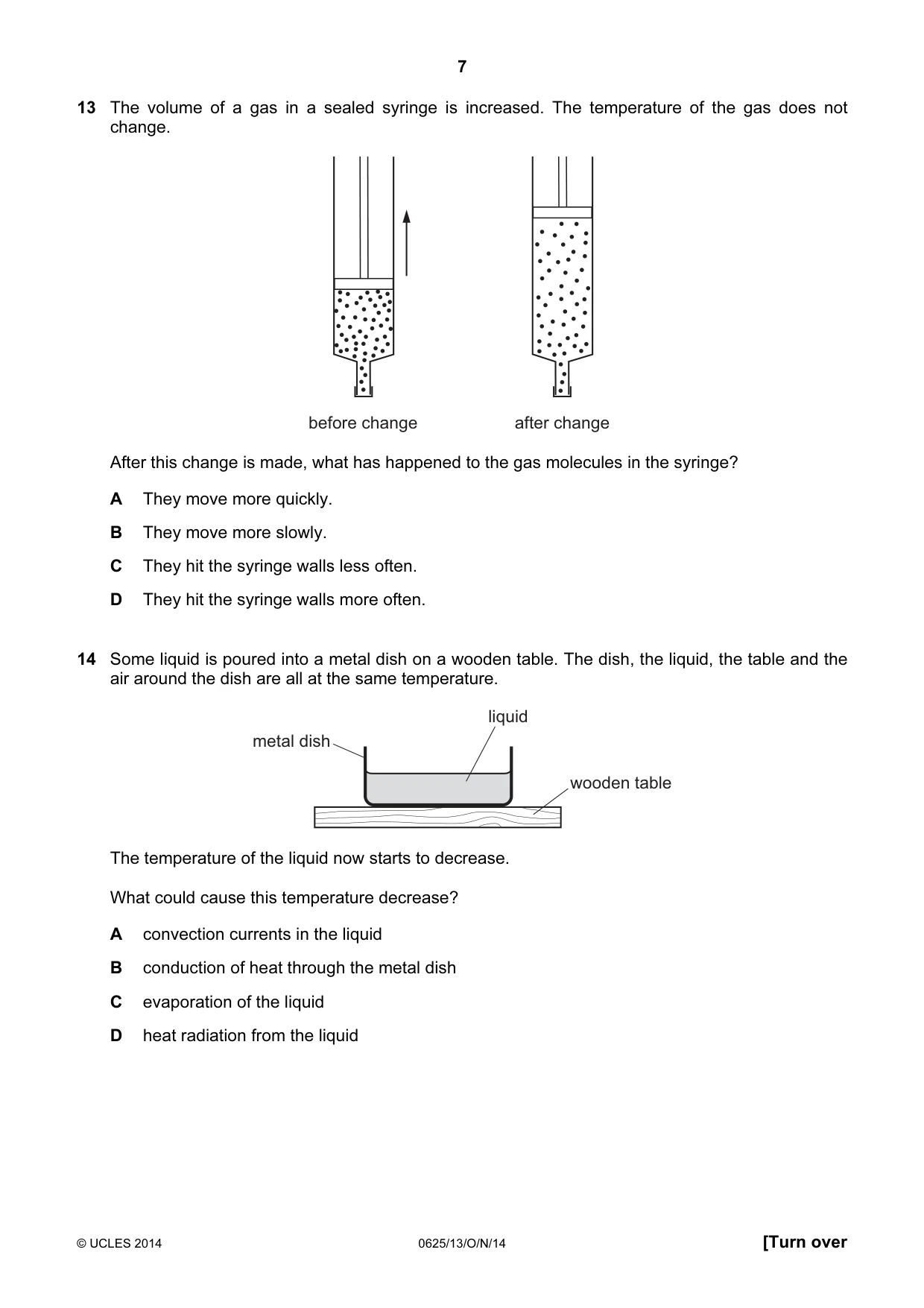 Cambridge IGCSE Physics 0625 2014 Oct/Nov Paper 1 · Variant 3 question paper, page 7 of 20