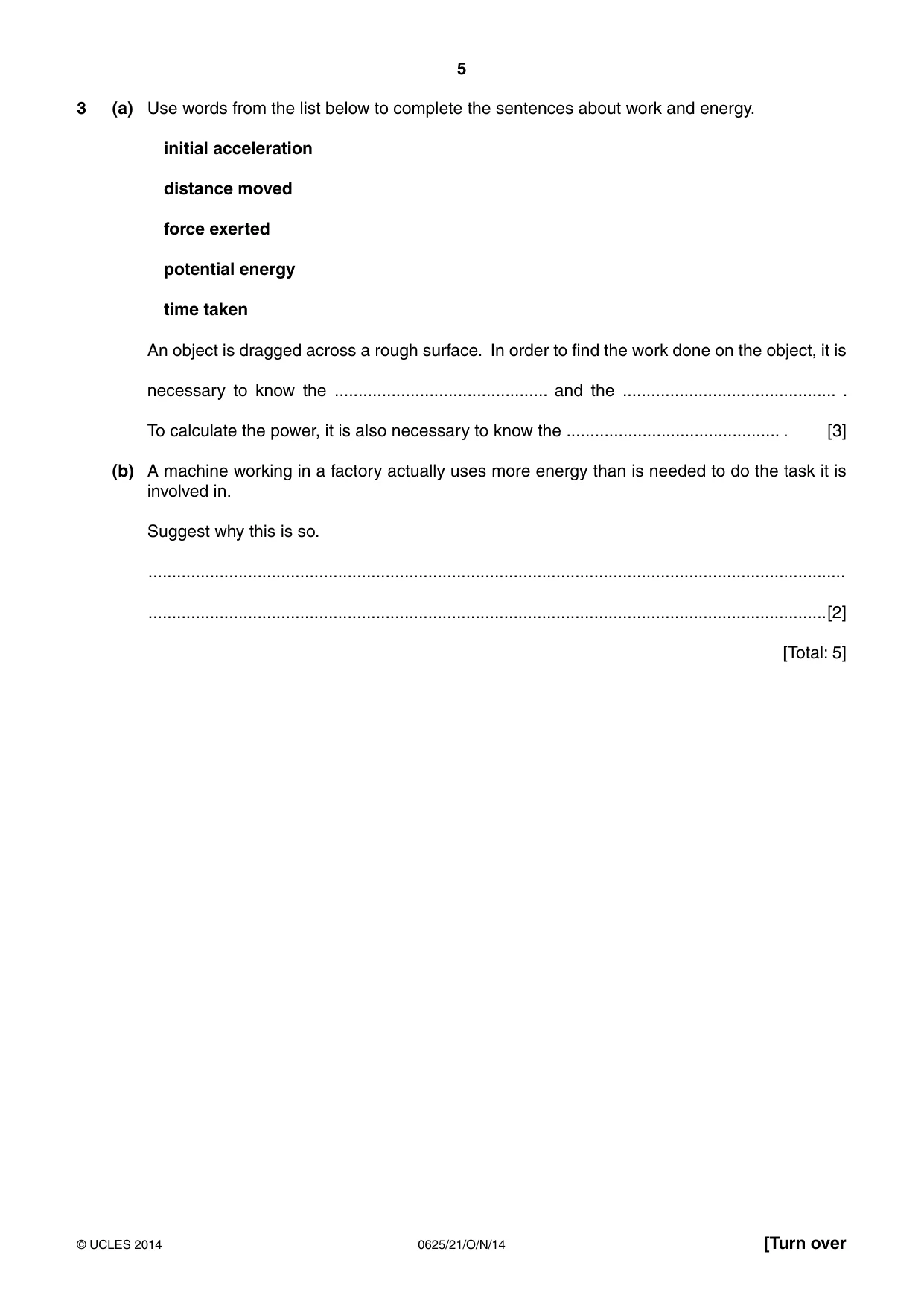 Cambridge IGCSE Physics 0625 2014 Oct/Nov Paper 2 · Variant 1 question paper, page 5 of 20