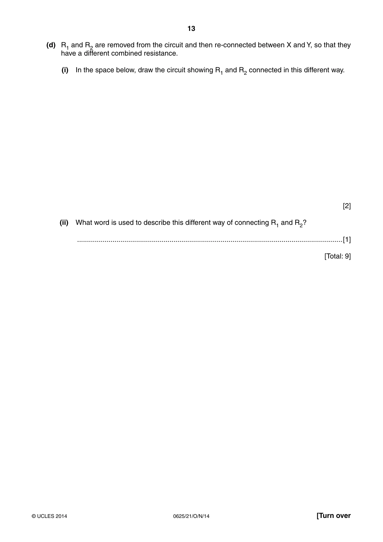 Cambridge IGCSE Physics 0625 2014 Oct/Nov Paper 2 · Variant 1 question paper, page 13 of 20