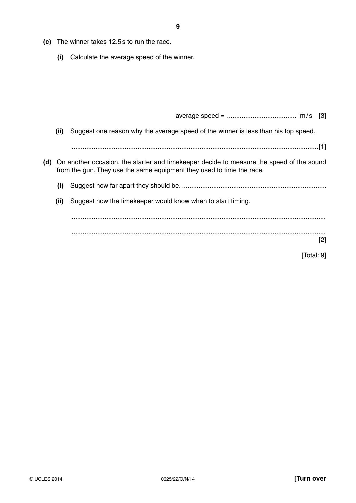 Cambridge IGCSE Physics 0625 2014 Oct/Nov Paper 2 · Variant 2 question paper, page 9 of 16