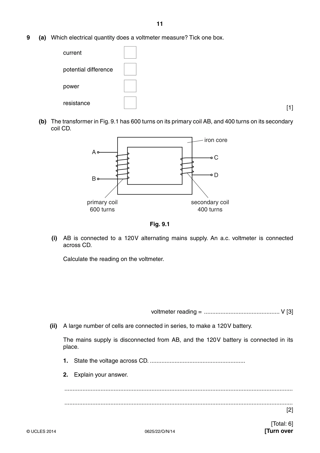 Cambridge IGCSE Physics 0625 2014 Oct/Nov Paper 2 · Variant 2 question paper, page 11 of 16