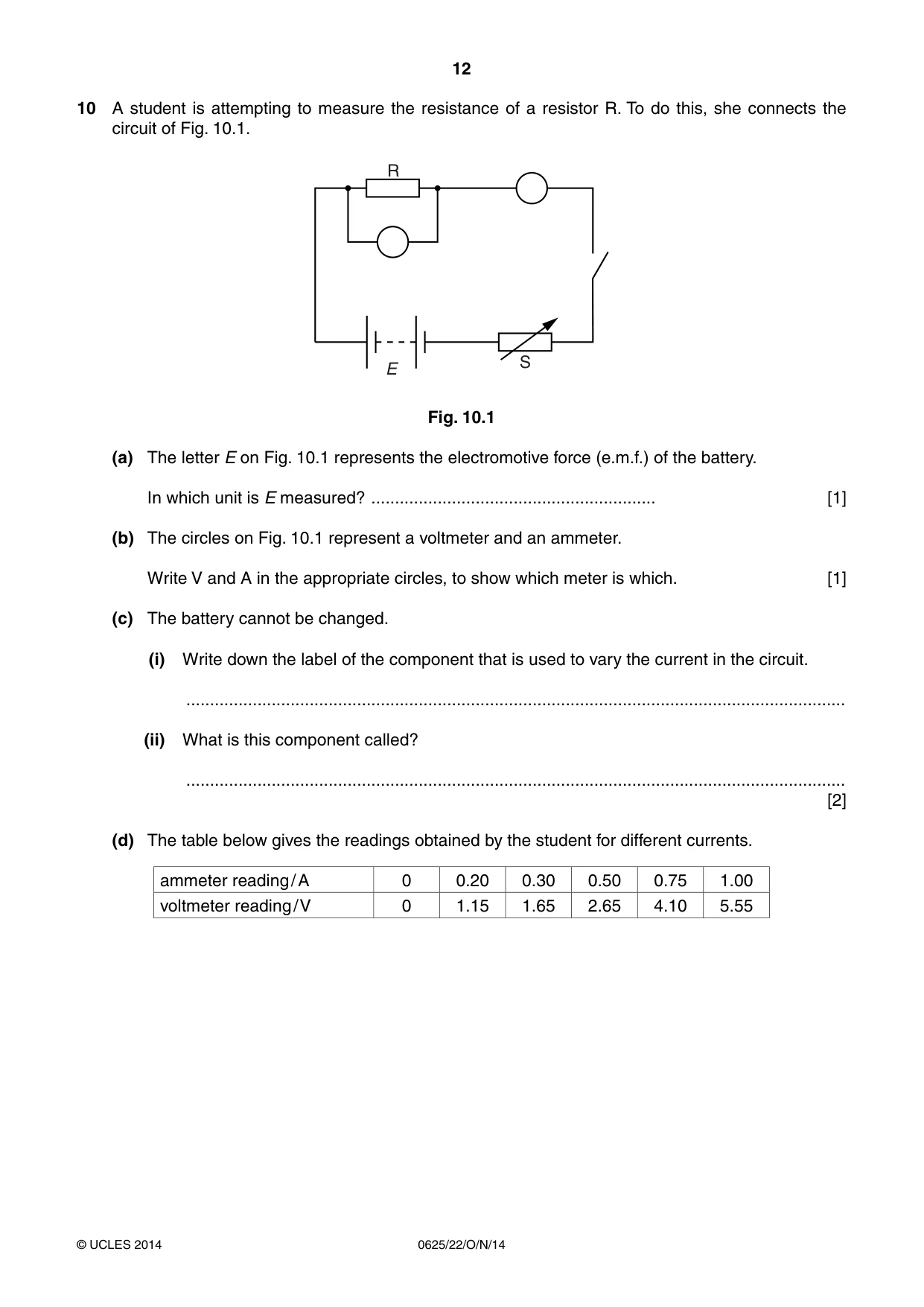 Cambridge IGCSE Physics 0625 2014 Oct/Nov Paper 2 · Variant 2 question paper, page 12 of 16