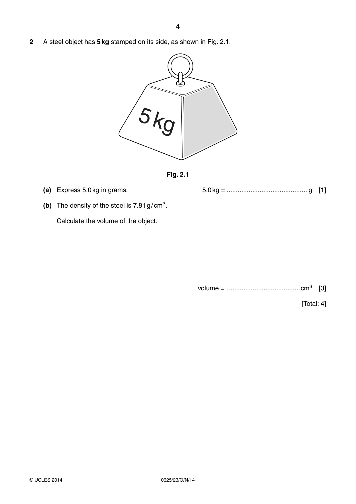 Cambridge IGCSE Physics 0625 2014 Oct/Nov Paper 2 · Variant 3 question paper, page 4 of 20