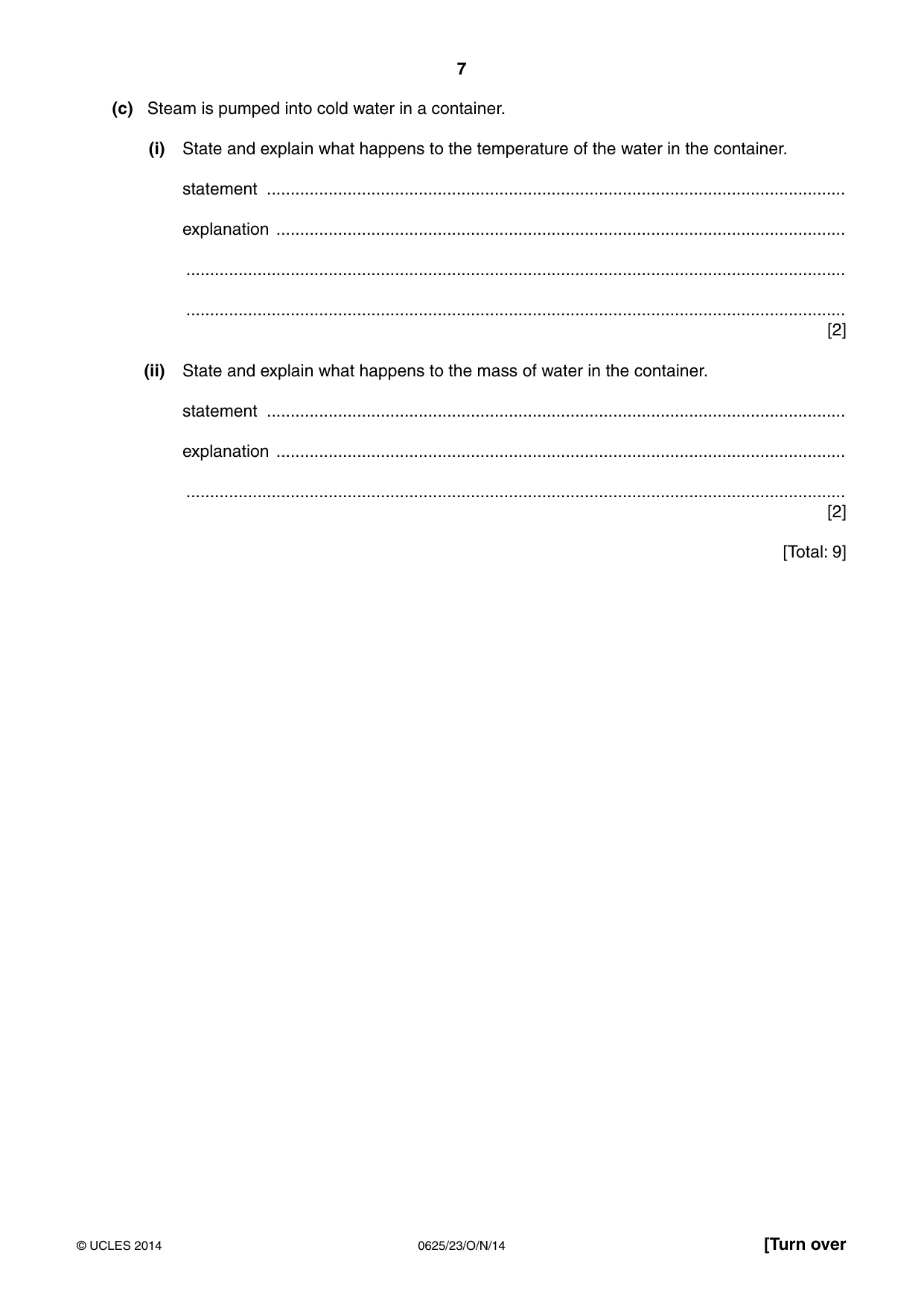 Cambridge IGCSE Physics 0625 2014 Oct/Nov Paper 2 · Variant 3 question paper, page 7 of 20