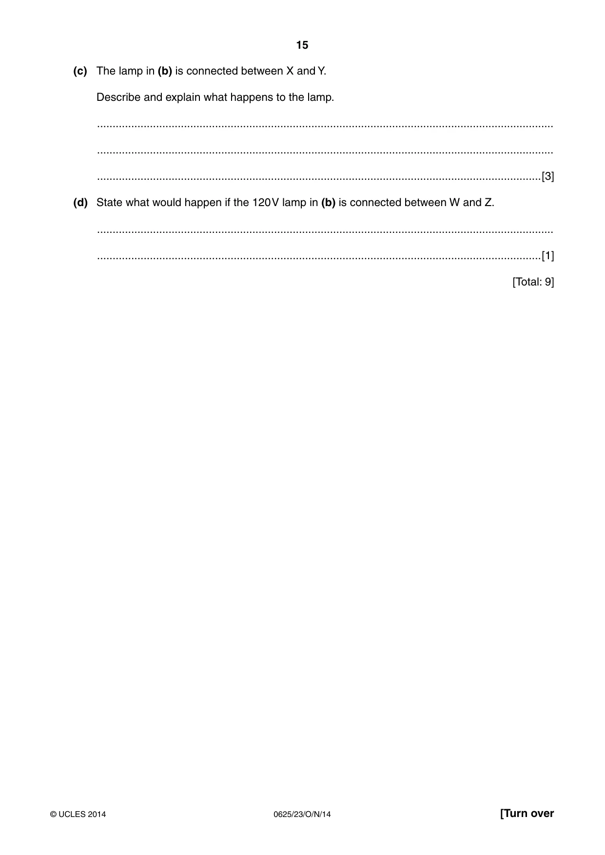 Cambridge IGCSE Physics 0625 2014 Oct/Nov Paper 2 · Variant 3 question paper, page 15 of 20