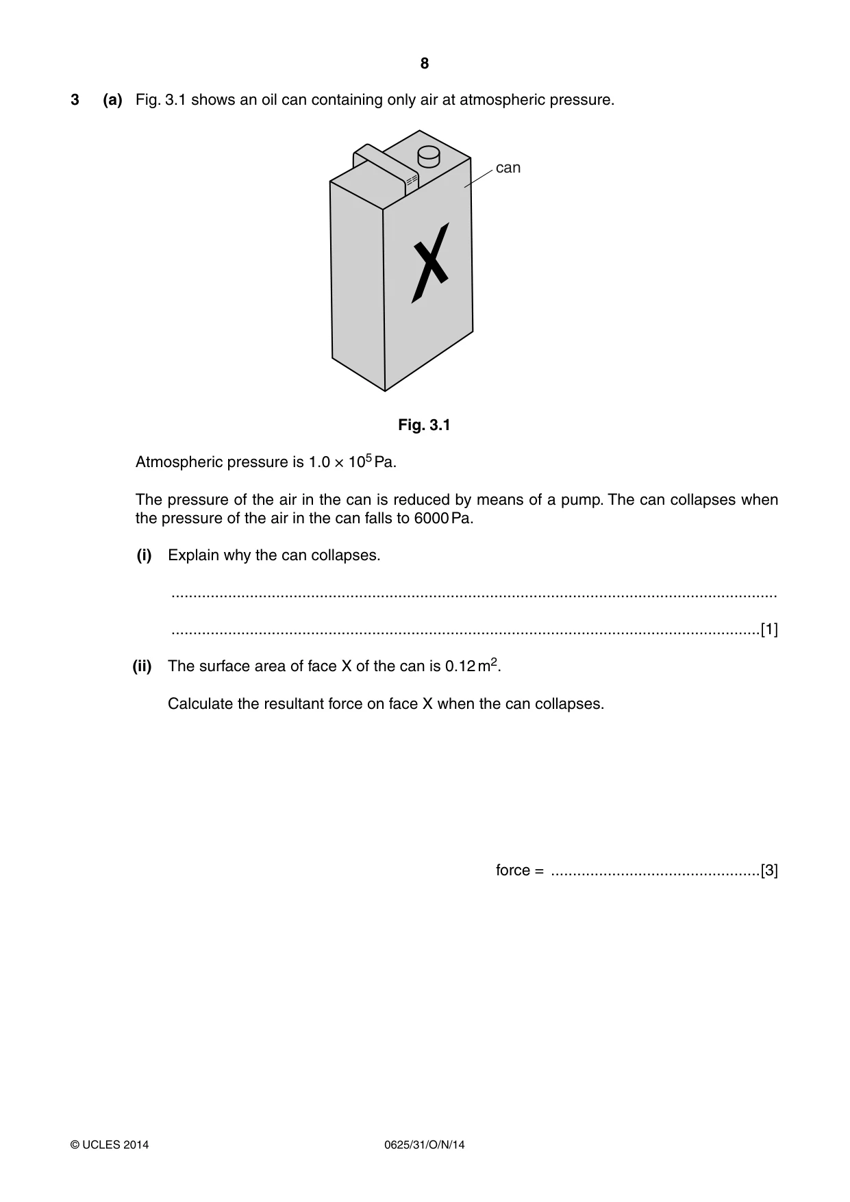 Cambridge IGCSE Physics 0625 2014 Oct/Nov Paper 3 · Variant 1 question paper, page 8 of 20