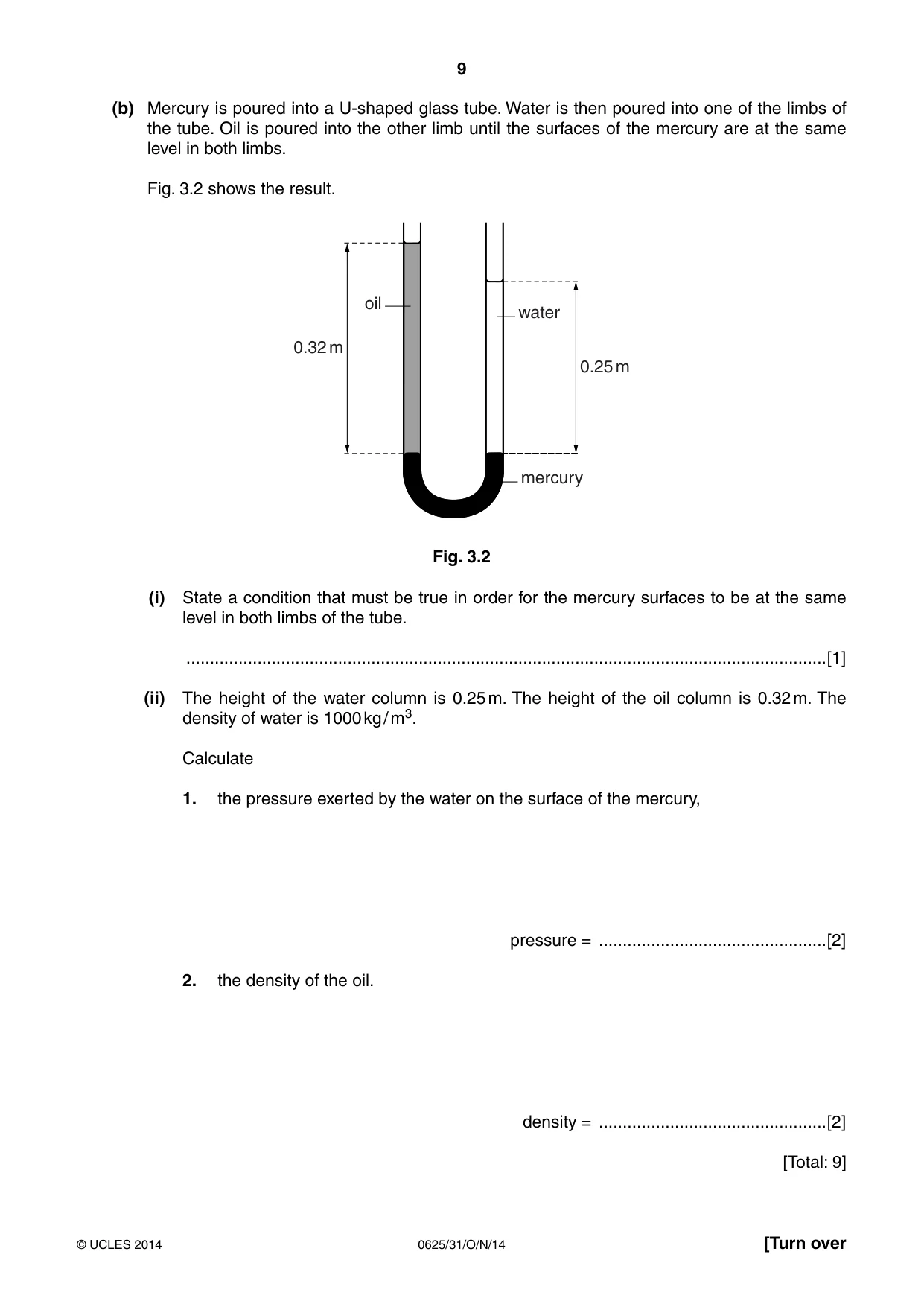 Cambridge IGCSE Physics 0625 2014 Oct/Nov Paper 3 · Variant 1 question paper, page 9 of 20