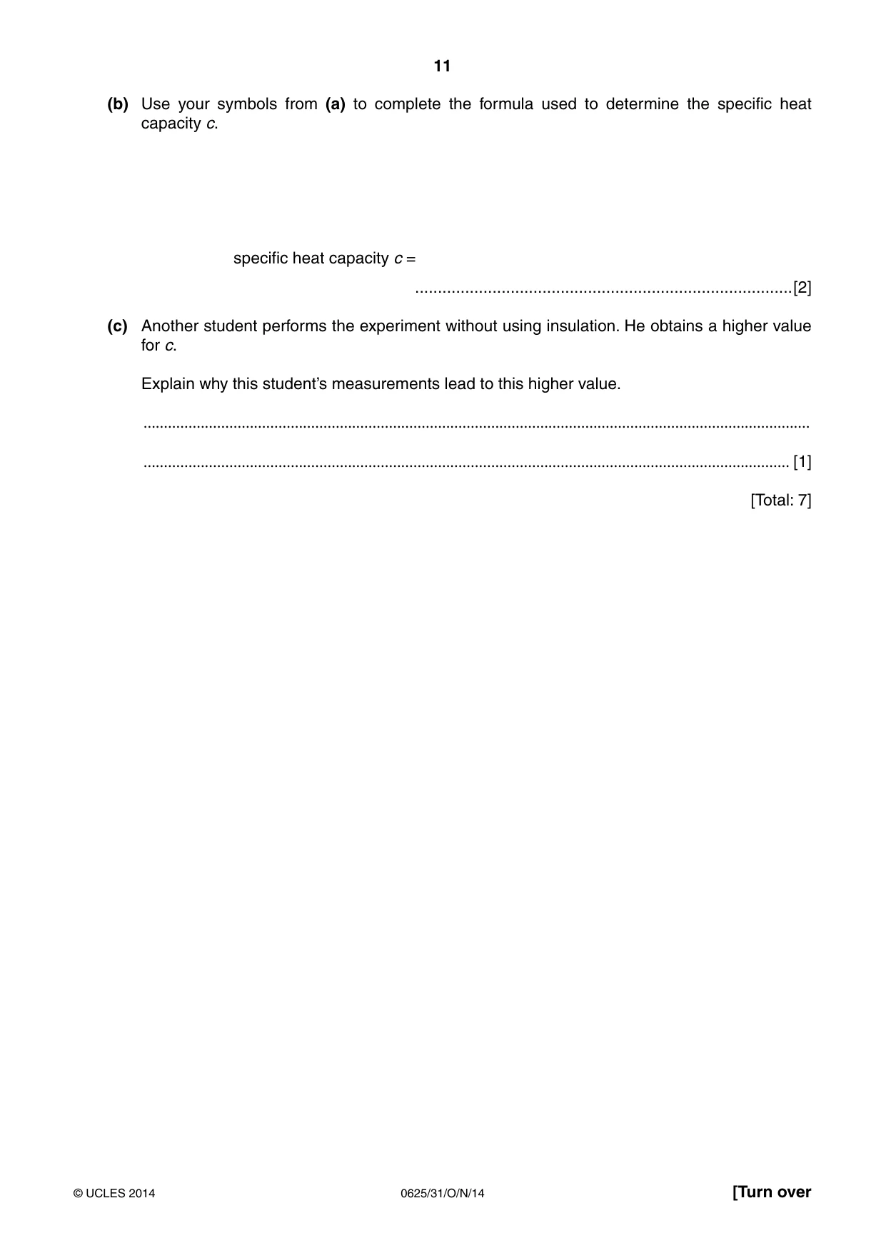 Cambridge IGCSE Physics 0625 2014 Oct/Nov Paper 3 · Variant 1 question paper, page 11 of 20