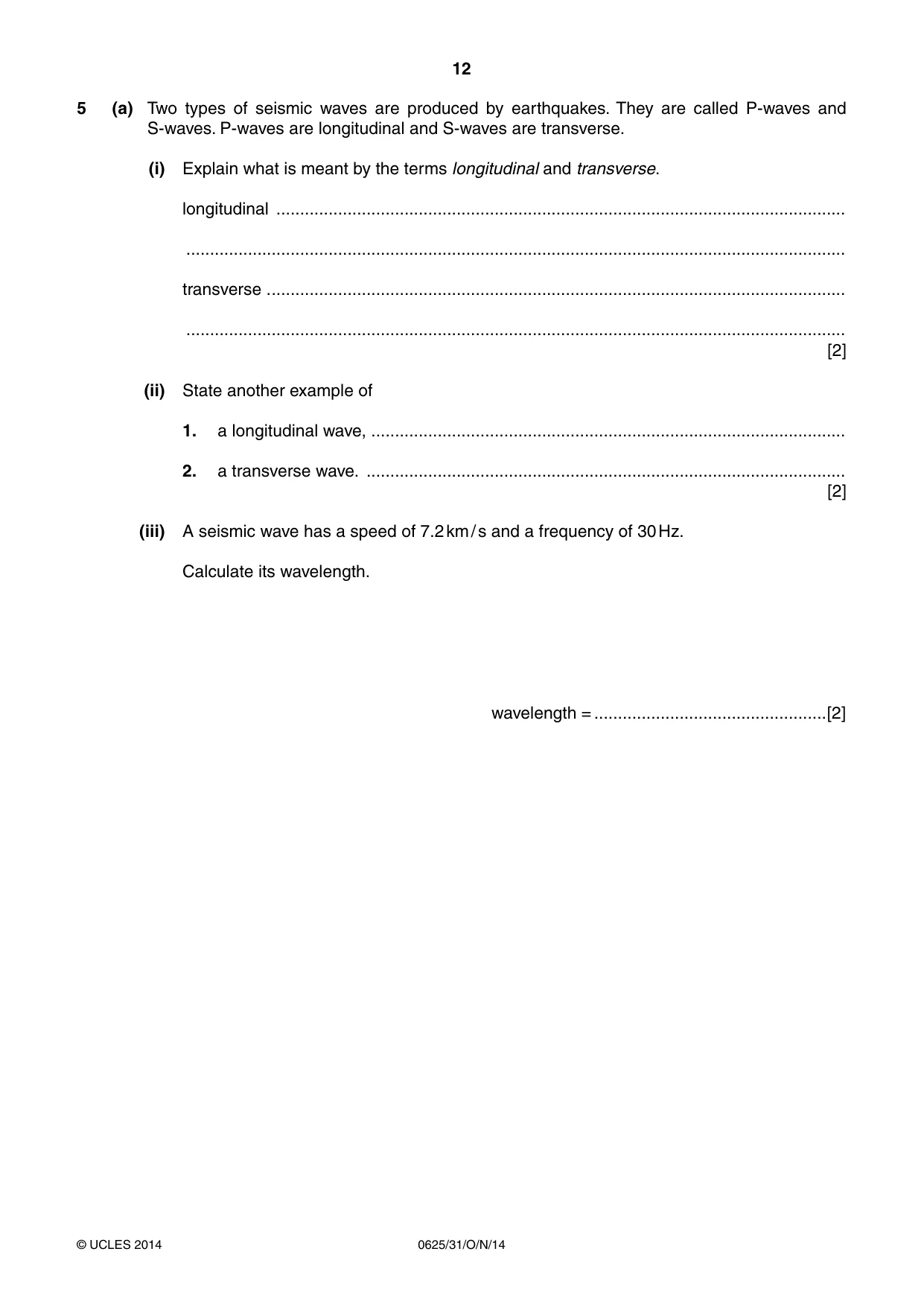 Cambridge IGCSE Physics 0625 2014 Oct/Nov Paper 3 · Variant 1 question paper, page 12 of 20
