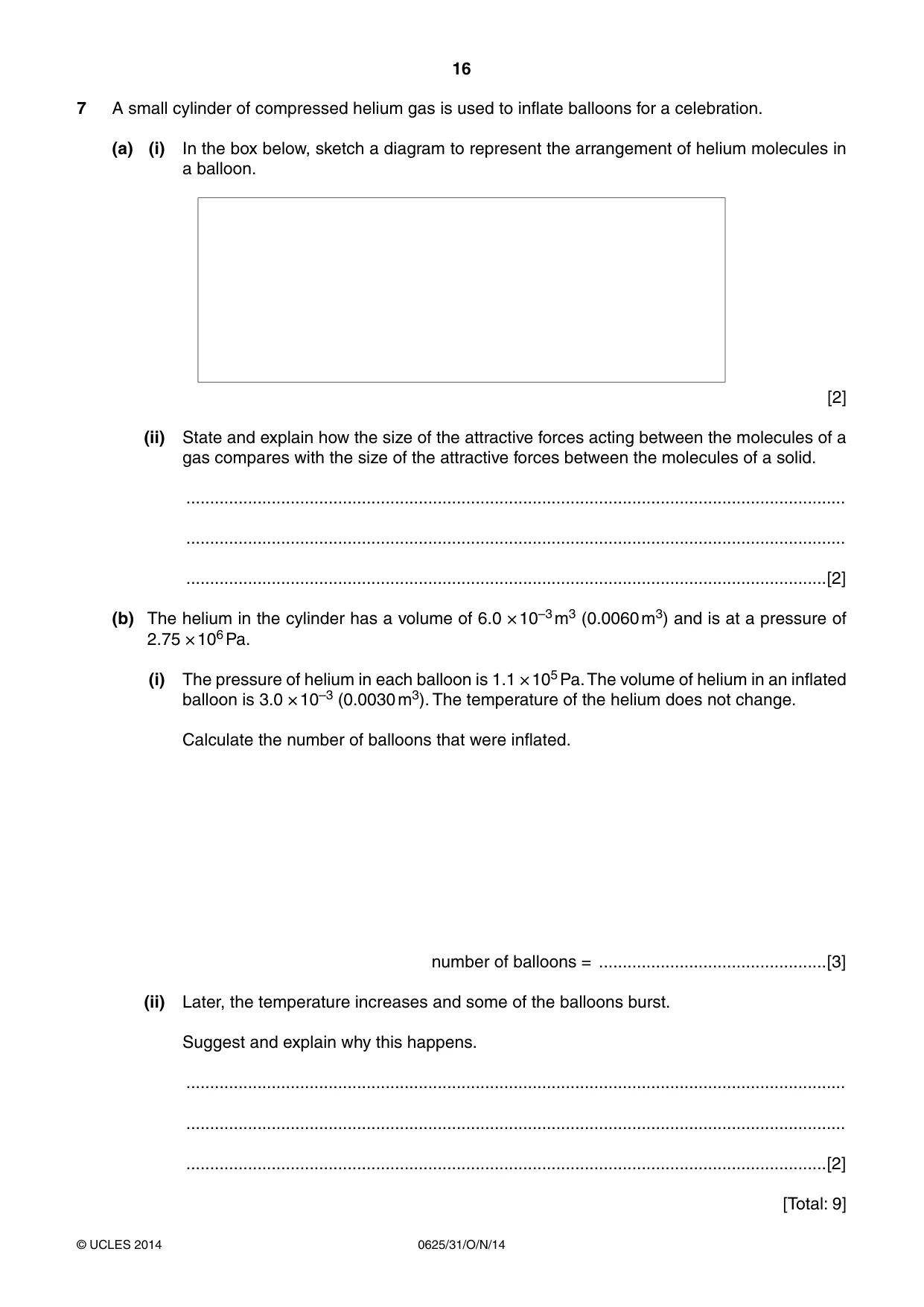 Cambridge IGCSE Physics 0625 2014 Oct/Nov Paper 3 · Variant 1 question paper, page 16 of 20