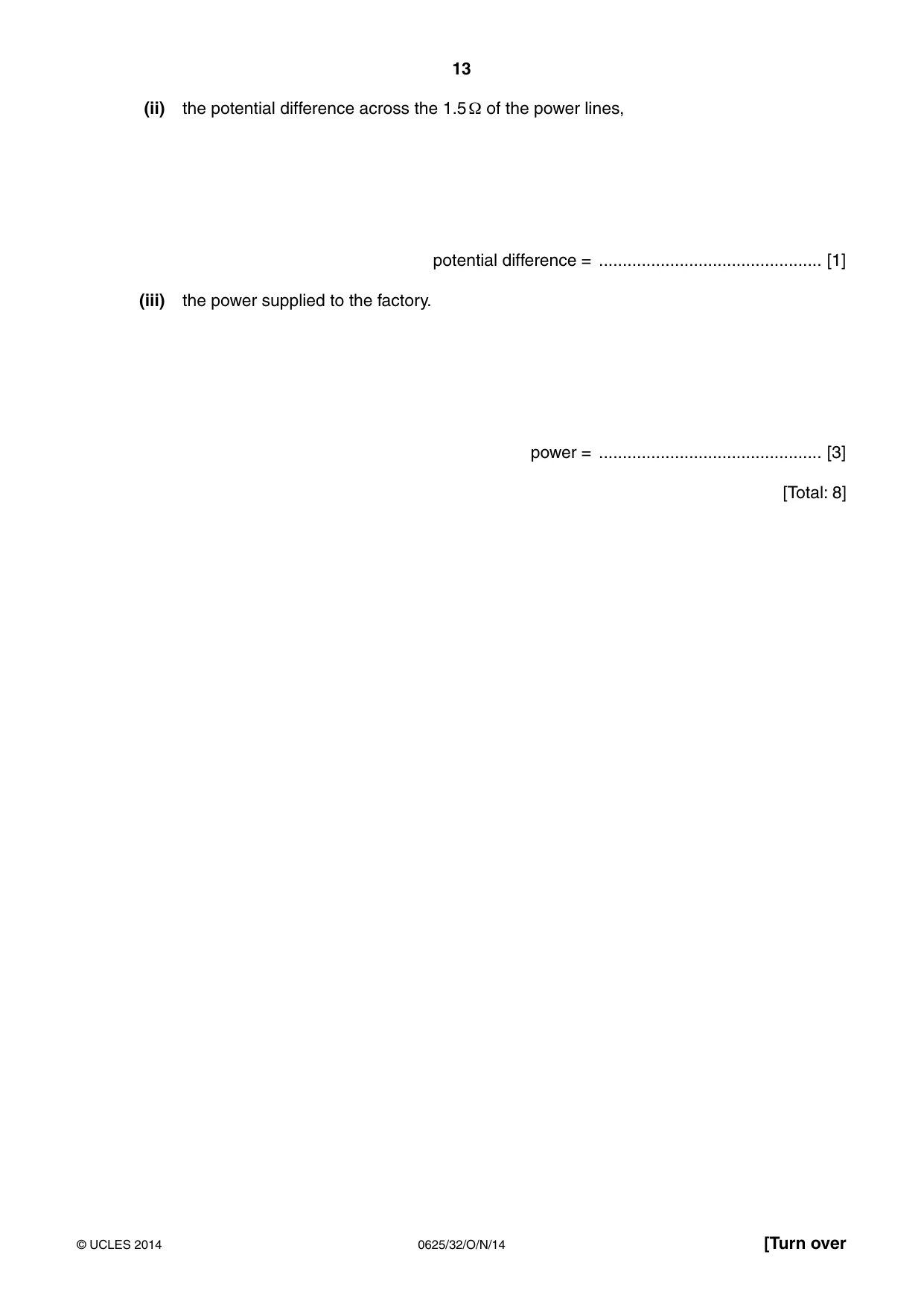 Cambridge IGCSE Physics 0625 2014 Oct/Nov Paper 3 · Variant 2 question paper, page 13 of 16