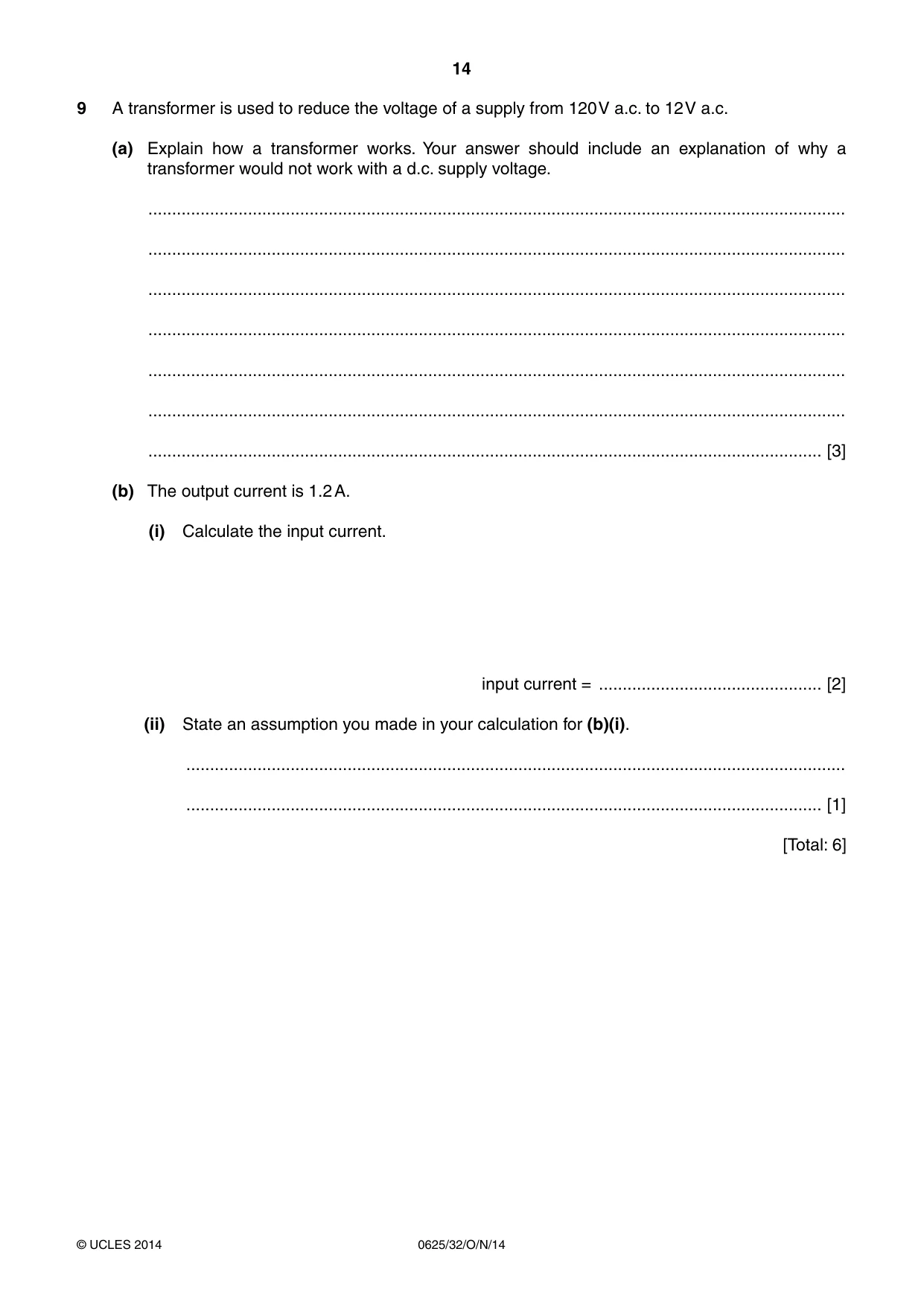 Cambridge IGCSE Physics 0625 2014 Oct/Nov Paper 3 · Variant 2 question paper, page 14 of 16
