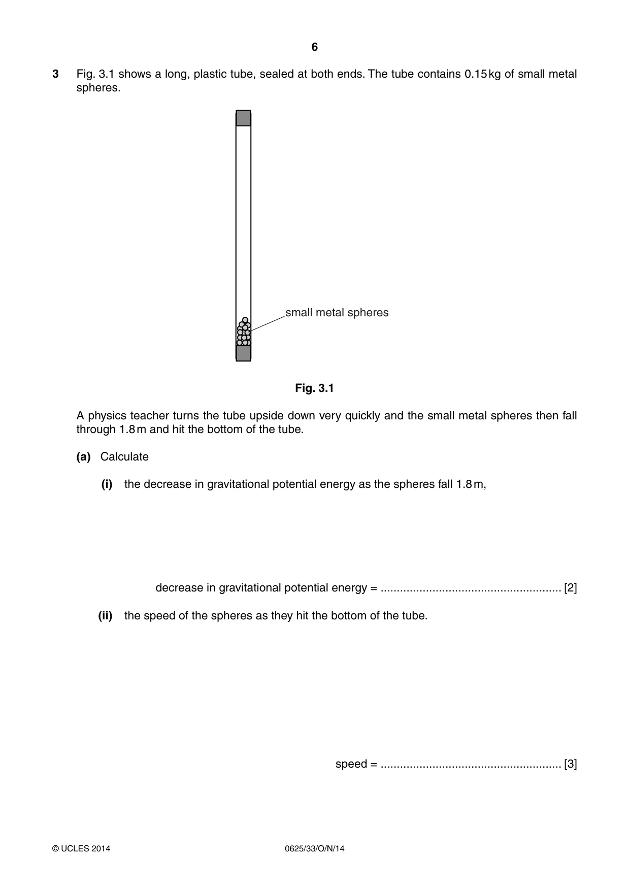 Cambridge IGCSE Physics 0625 2014 Oct/Nov Paper 3 · Variant 3 question paper, page 6 of 20