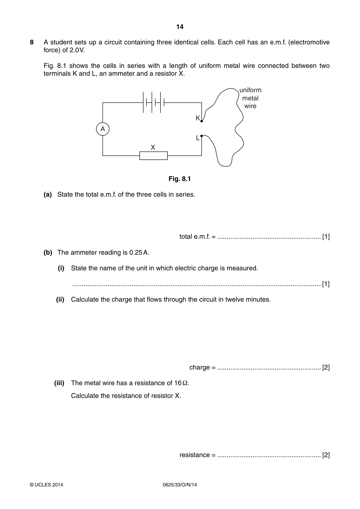 Cambridge IGCSE Physics 0625 2014 Oct/Nov Paper 3 · Variant 3 question paper, page 14 of 20
